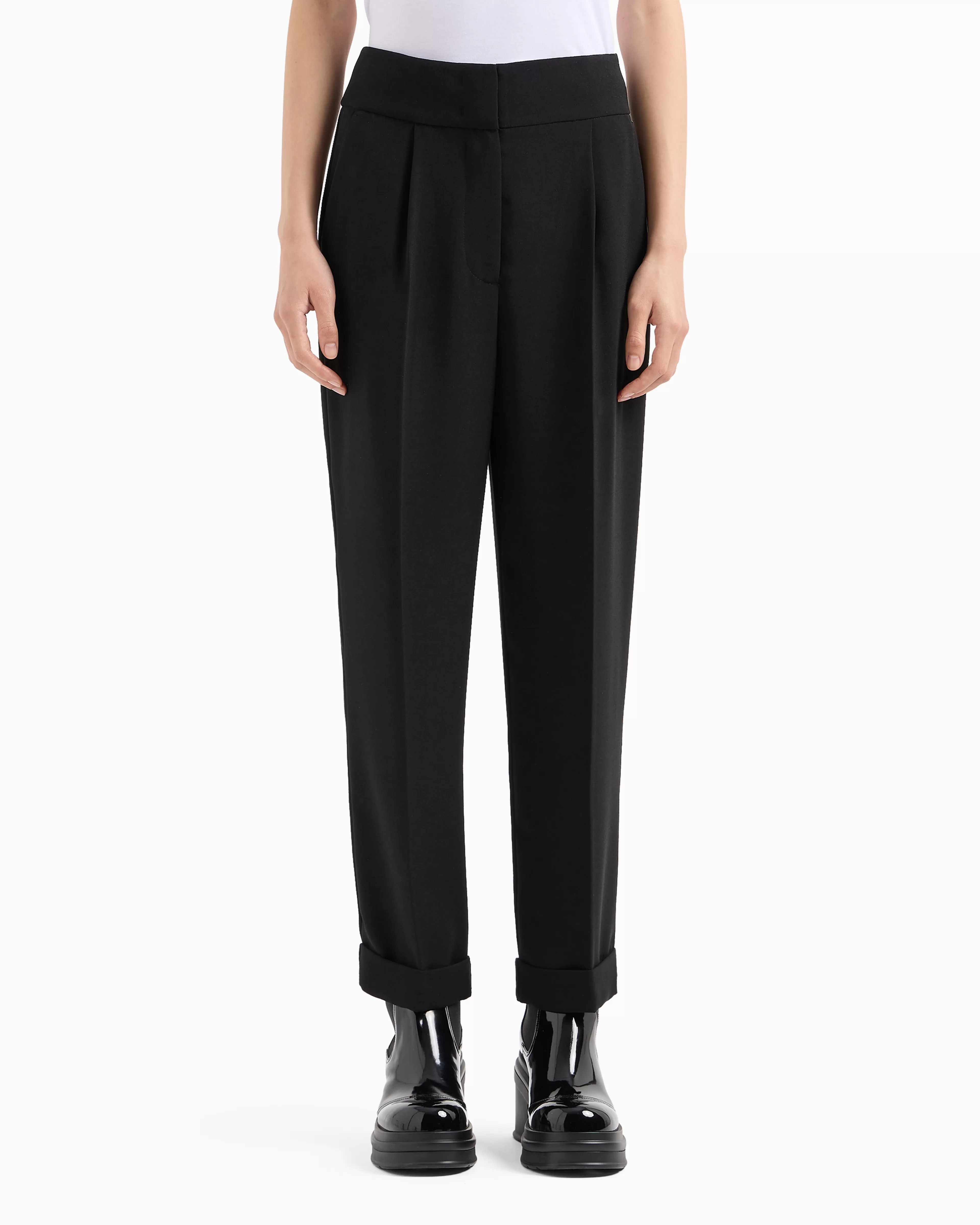 Armani Exchange ASV fabric trousers with pleats and turn-ups at the bottom* Matching Sets | Bottoms And Skirts