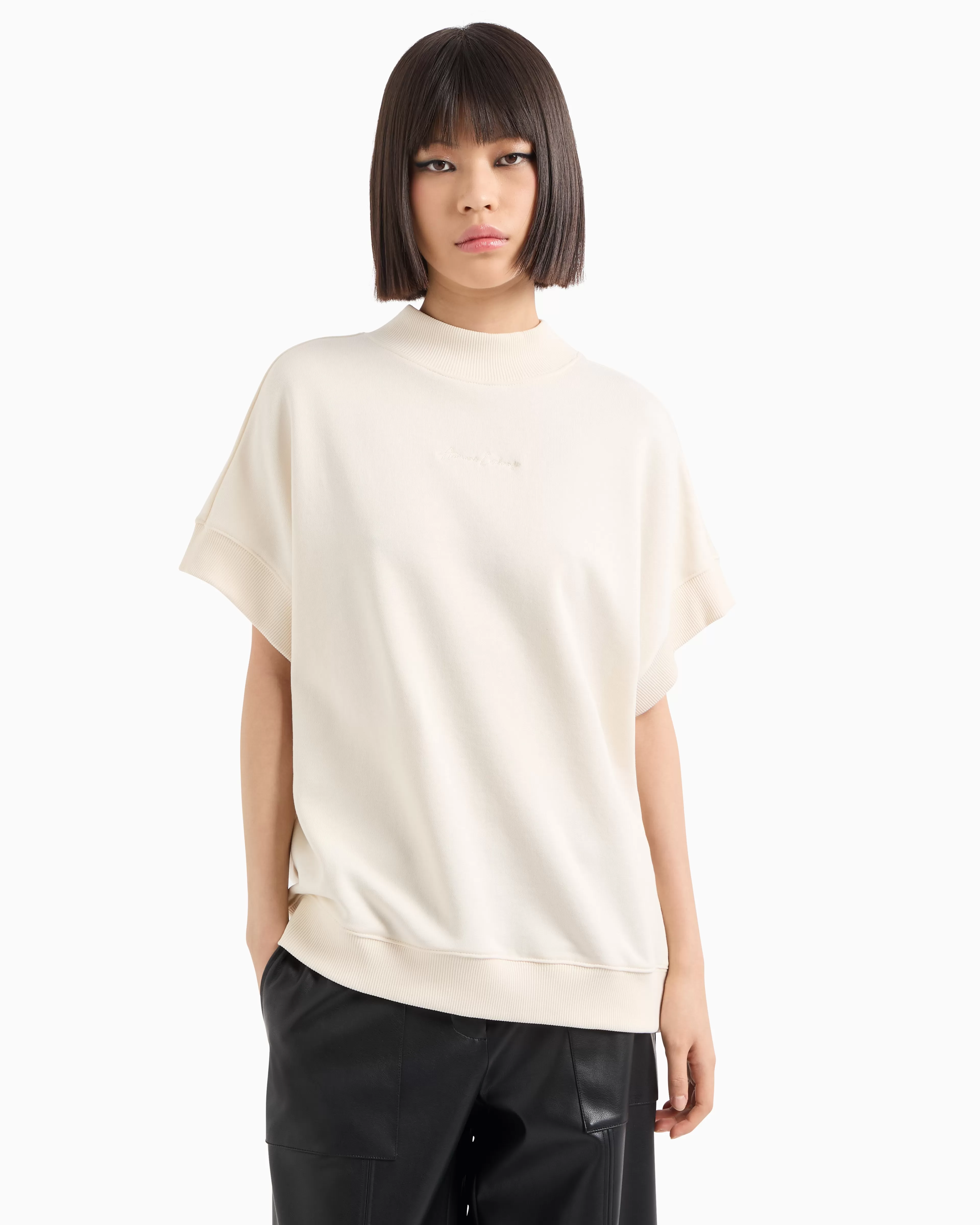Armani Exchange ASV Organic Cotton High Neck Short Sleeve Sweatshirt* Sweatshirts