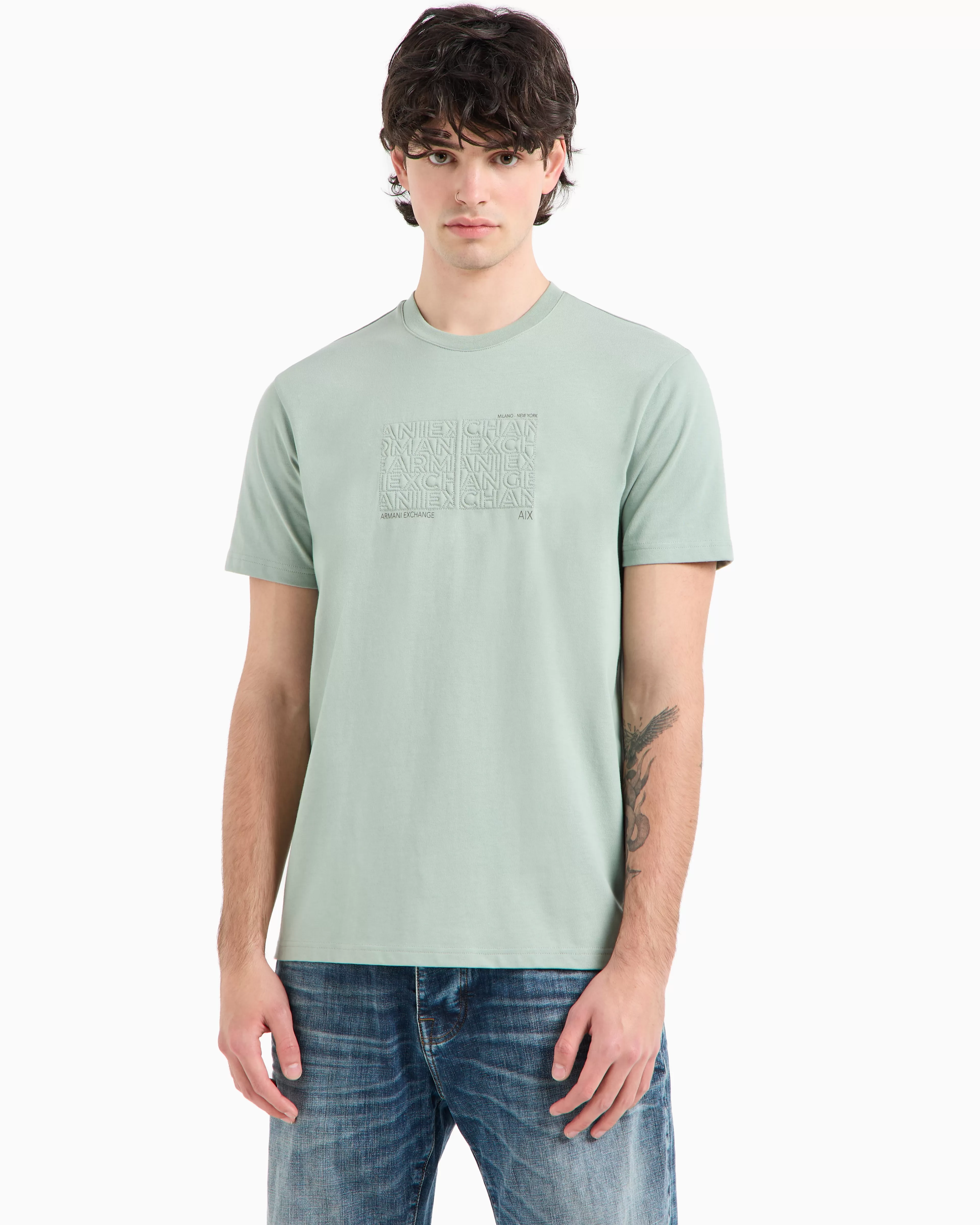 Armani Exchange ASV organic cotton regular fit T-shirt with embroidered lettering* T-Shirts