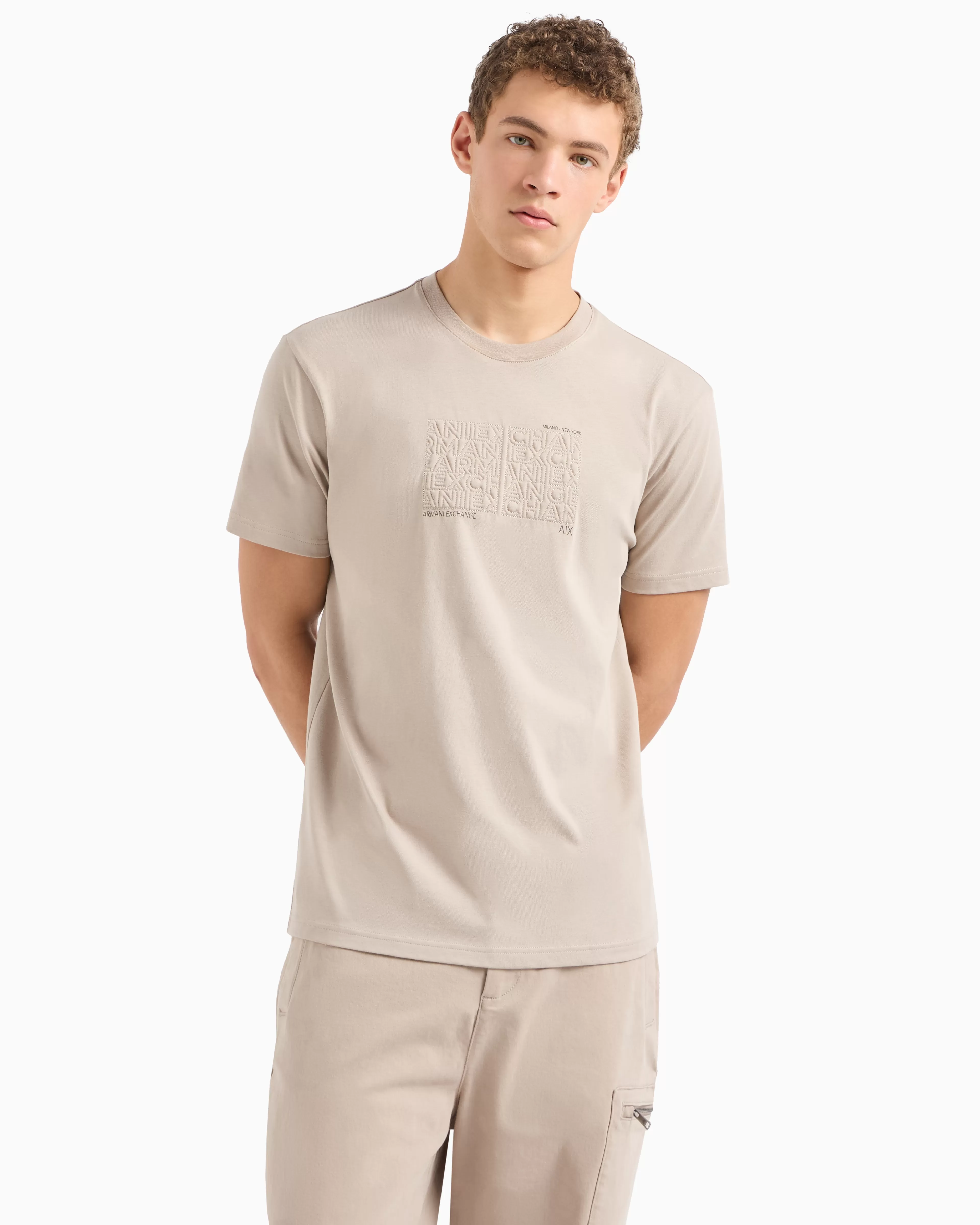 Armani Exchange ASV organic cotton regular fit T-shirt with embroidered lettering* T-Shirts