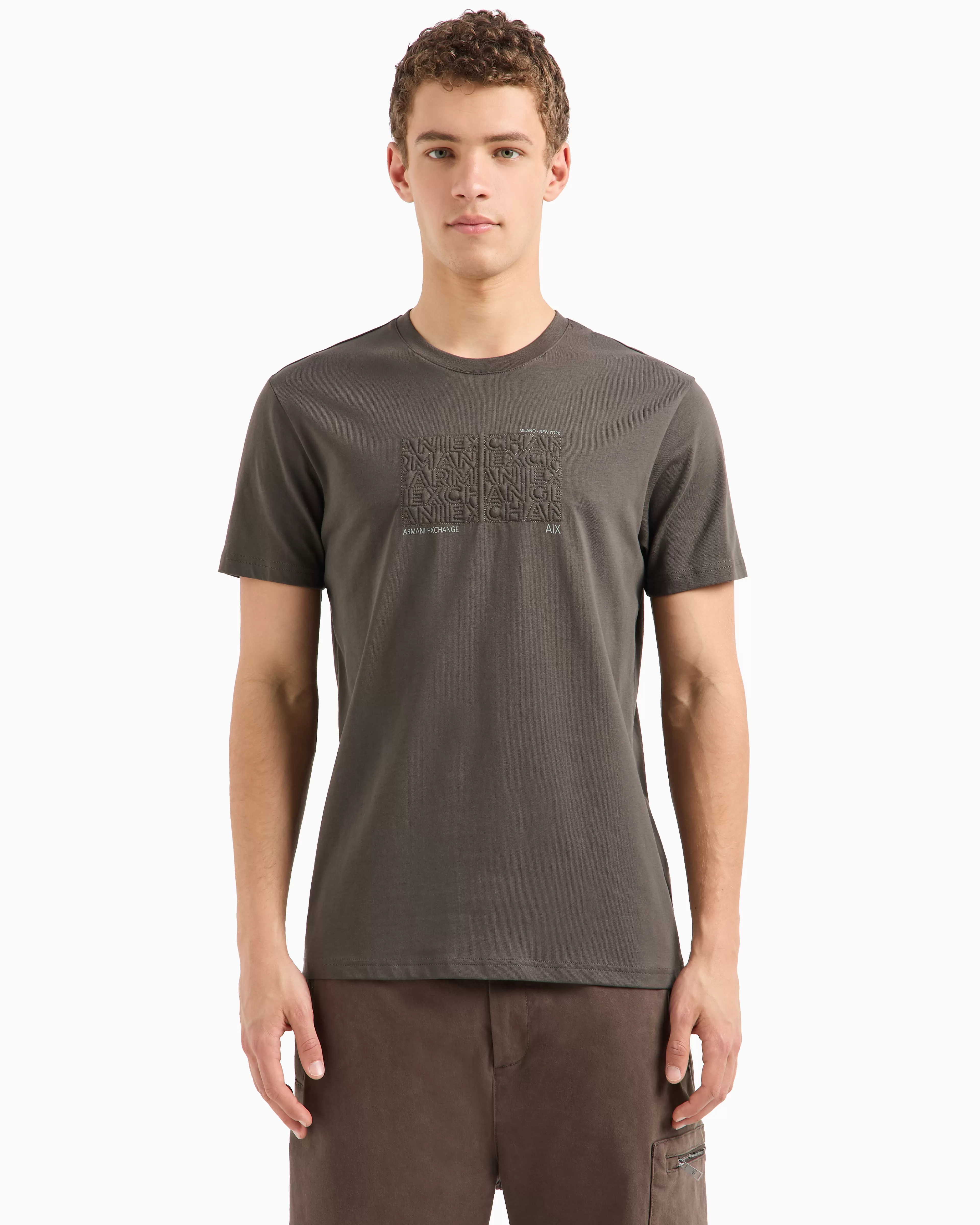 Armani Exchange ASV organic cotton regular fit T-shirt with embroidered lettering* T-Shirts