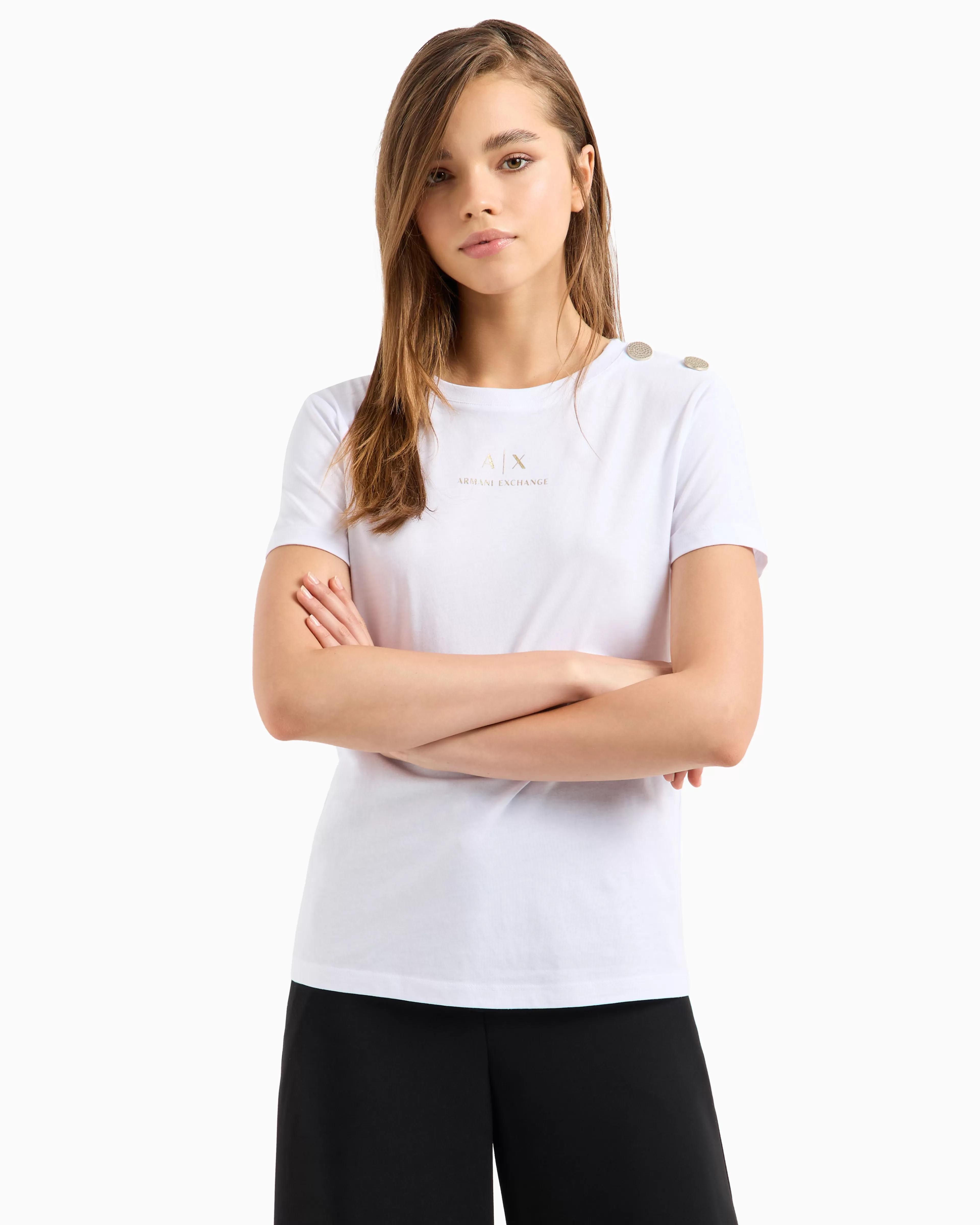 Armani Exchange ASV organic cotton regular fit T-shirt with shoulder detail* T-Shirts