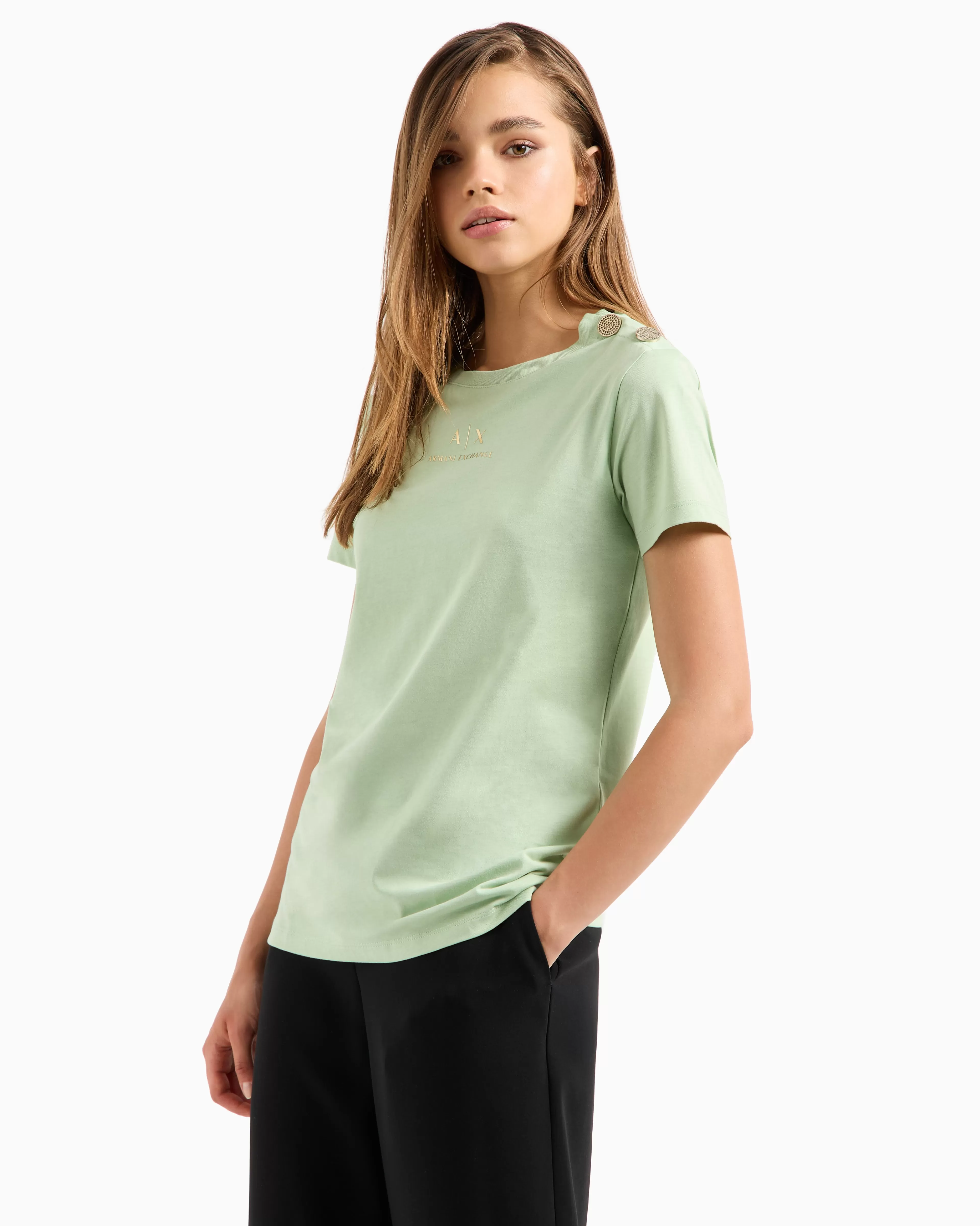 Armani Exchange ASV organic cotton regular fit T-shirt with shoulder detail* T-Shirts