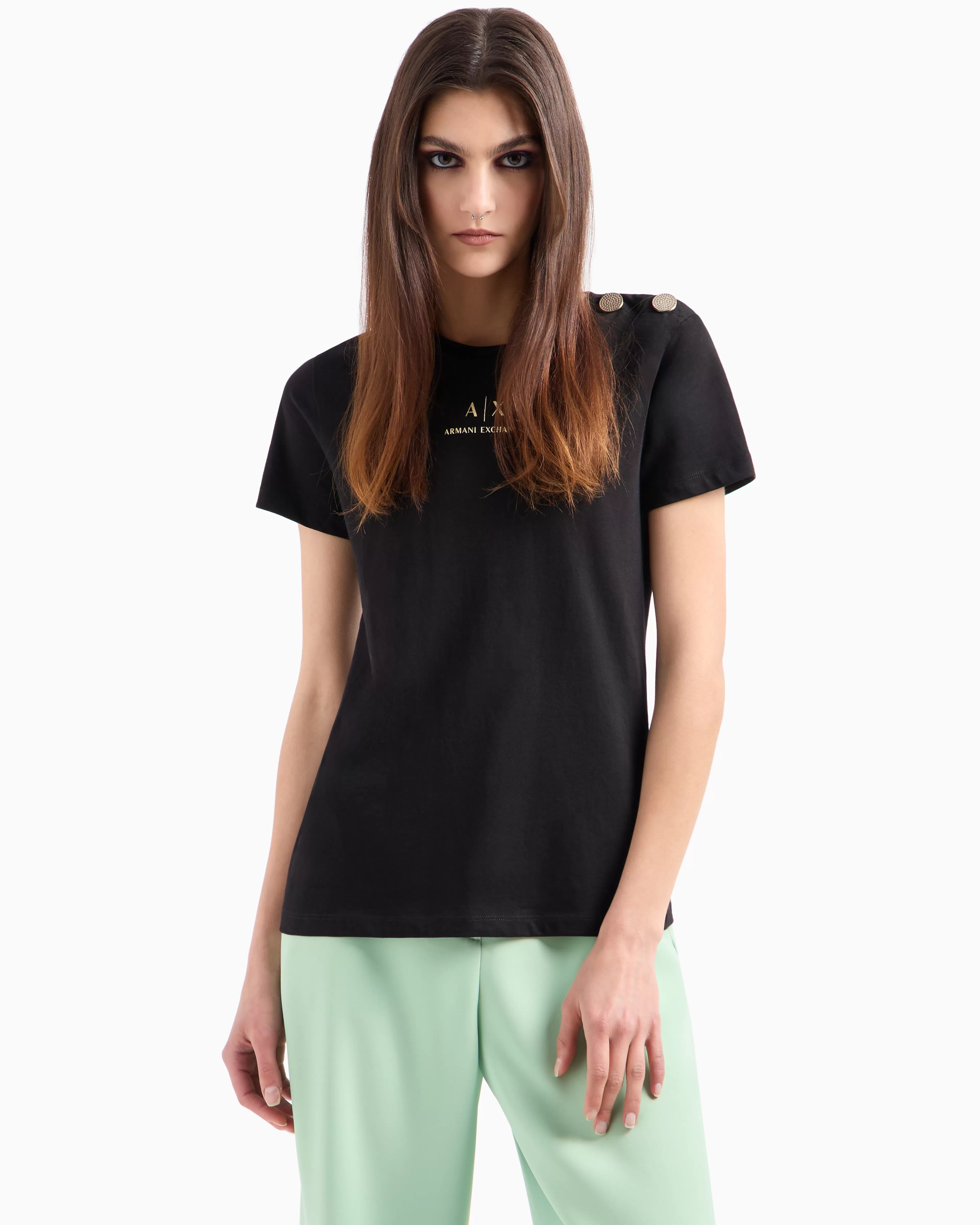 Armani Exchange ASV organic cotton regular fit T-shirt with shoulder detail* T-Shirts