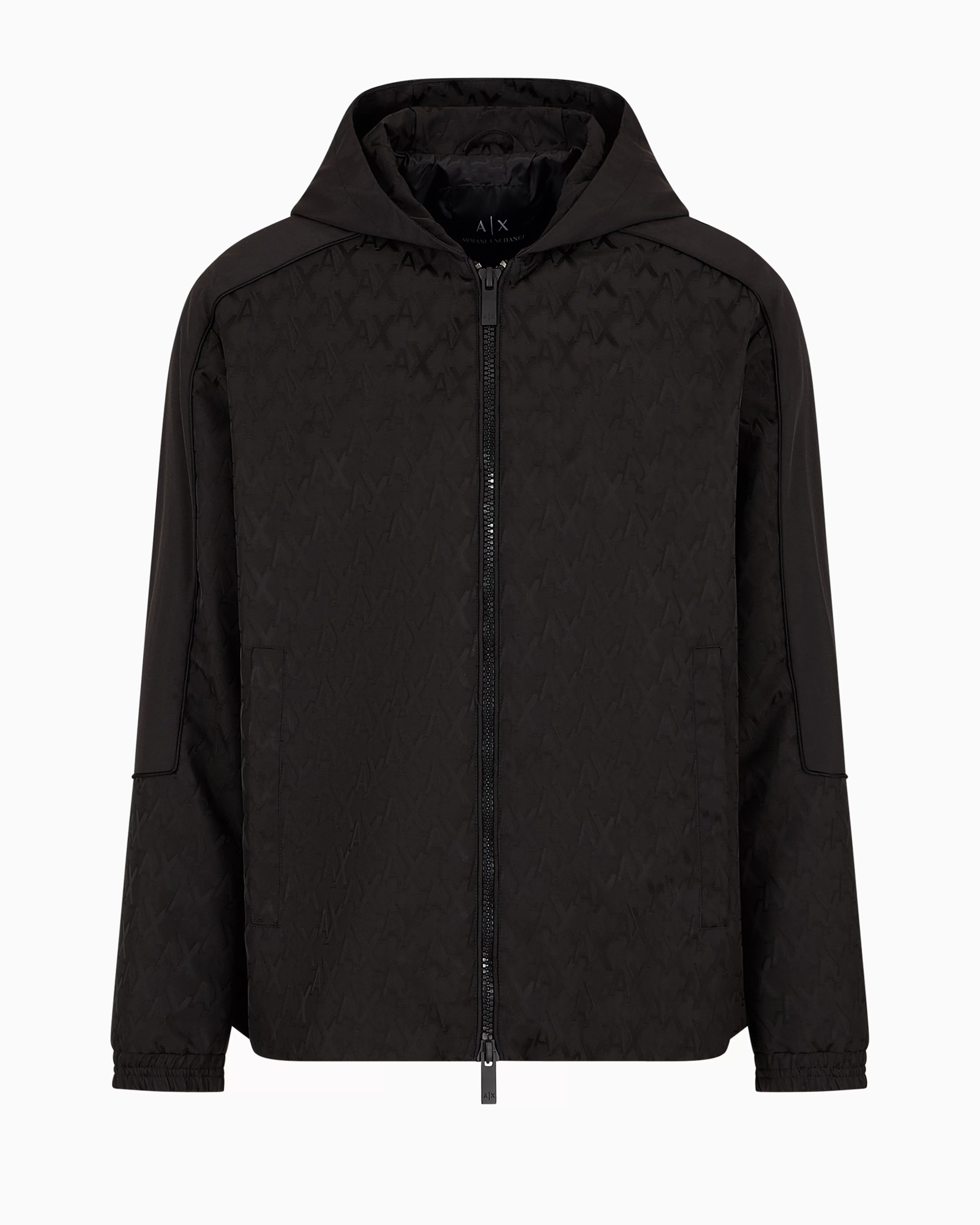 Armani Exchange Blouson with hood in monogram coated fabric* Outerwear