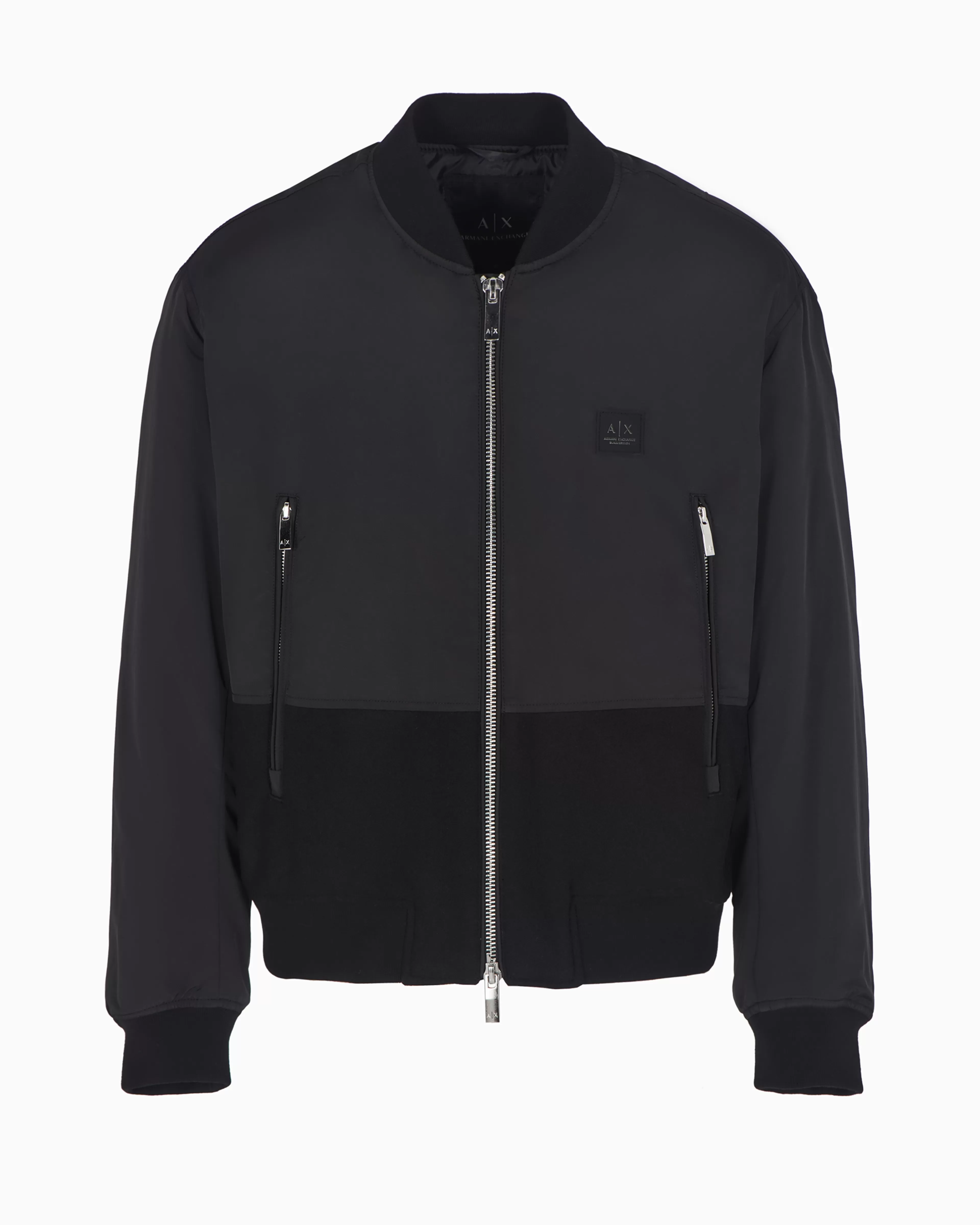 Armani Exchange Bomber jacket in opaque fabric with velvet insert* Outerwear