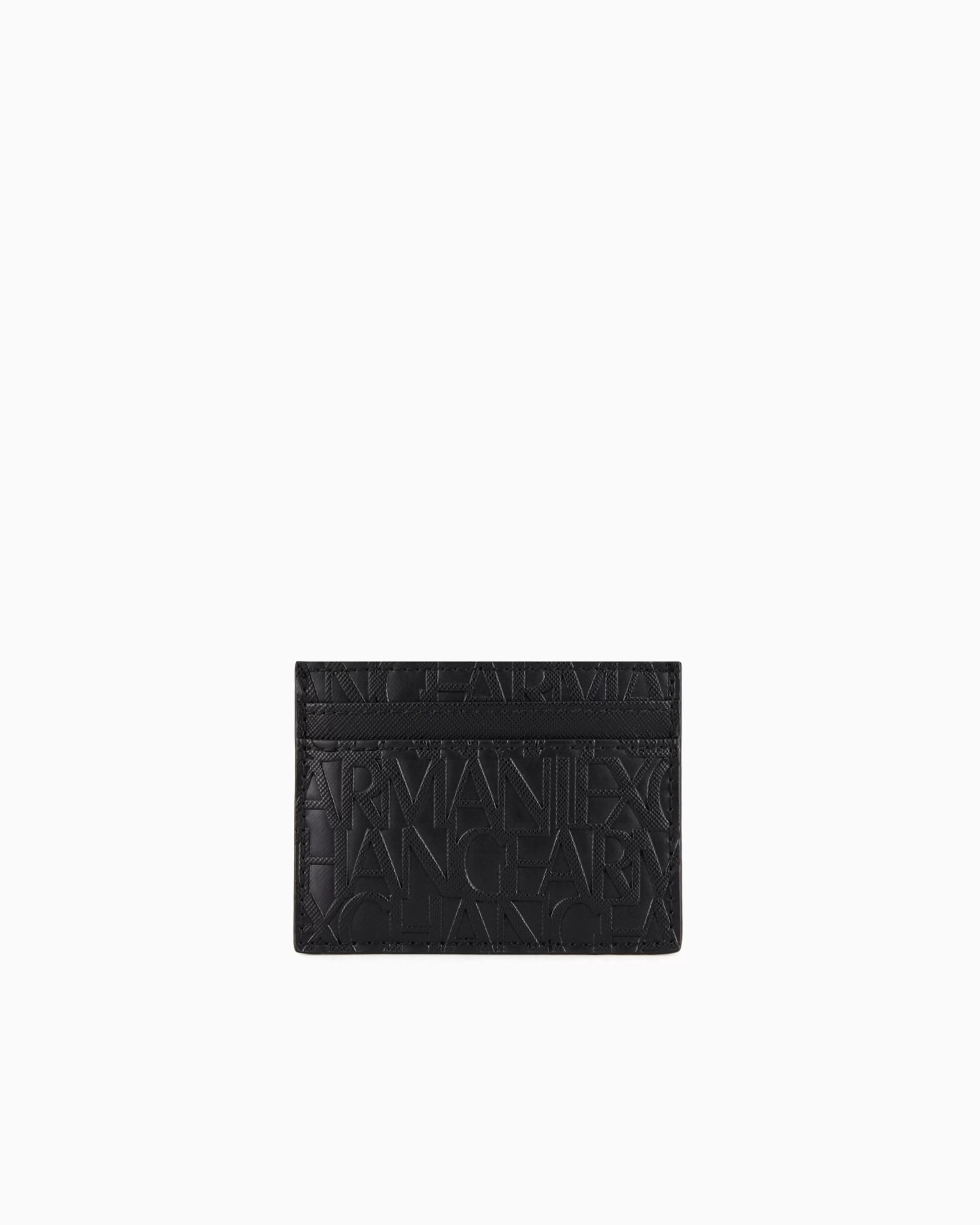 Armani Exchange Card holder made of recycled material with embossed logo writing* Essentials | Wallets And Small Leather Goods