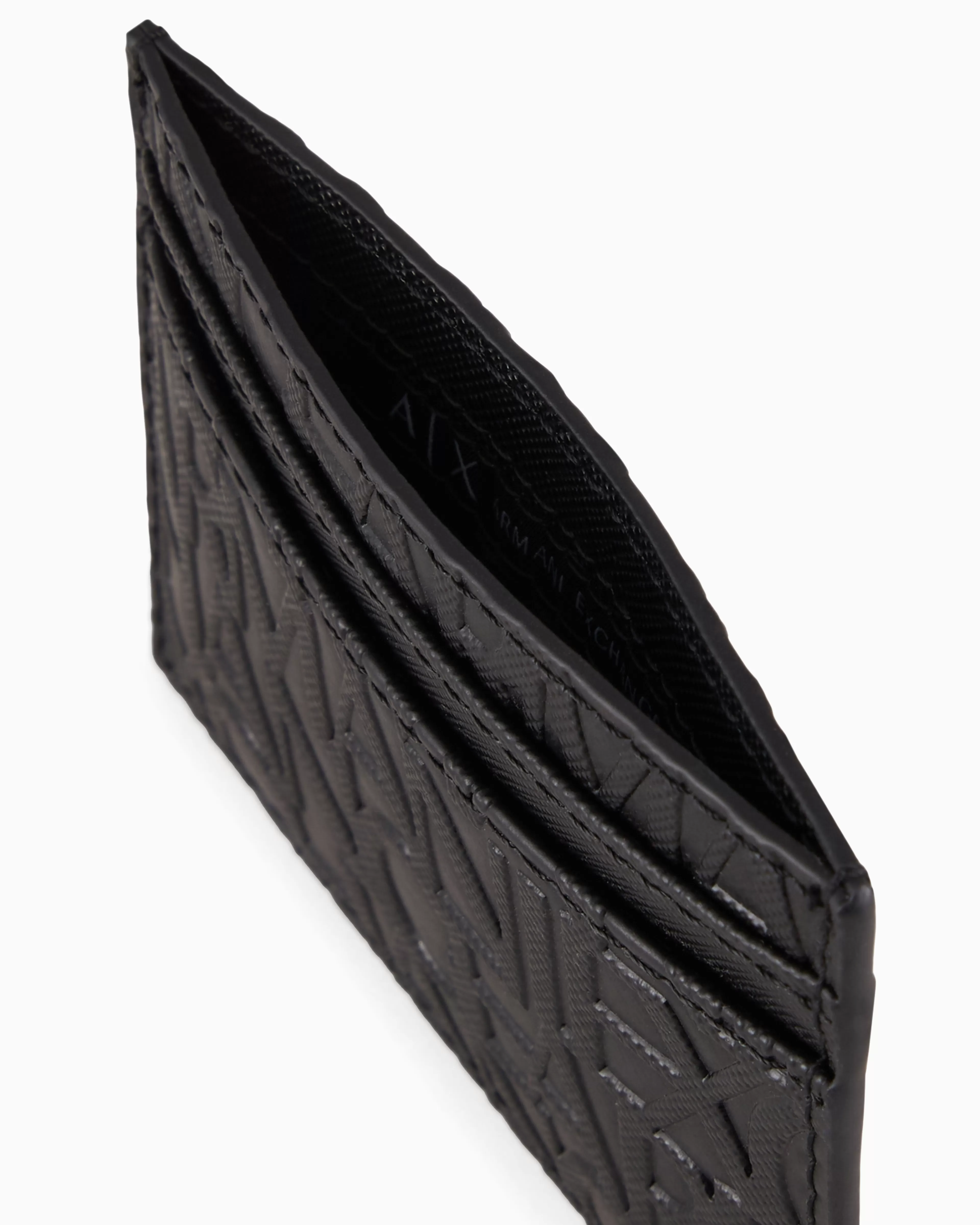 Armani Exchange Card holder made of recycled material with embossed logo writing* Essentials | Wallets And Small Leather Goods