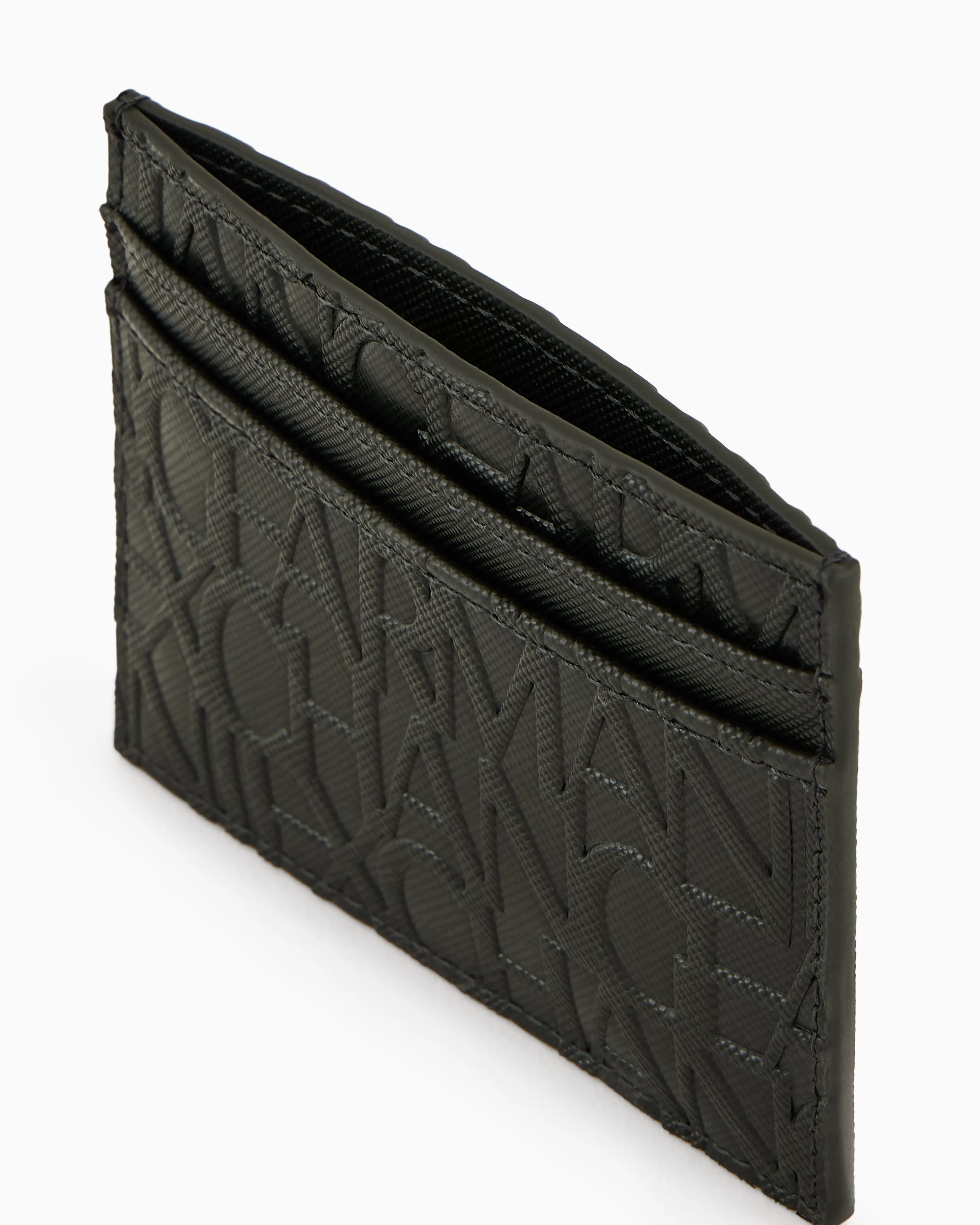 Armani Exchange Card holder made of recycled material with embossed logo writing* Wallets And Small Leather Goods