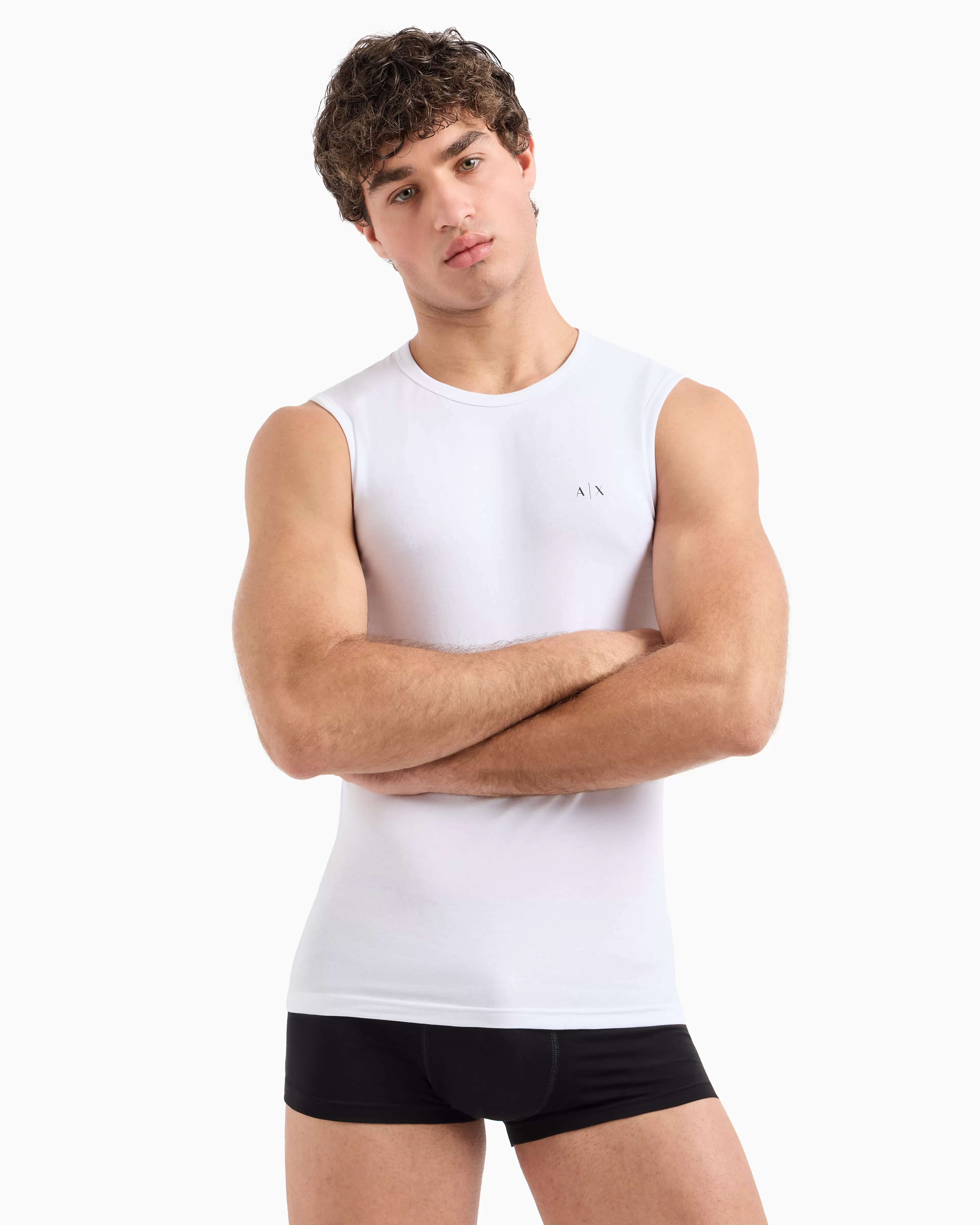 Armani Exchange Cotton jersey tank top with logo* Essentials | Intimates And Loungewear