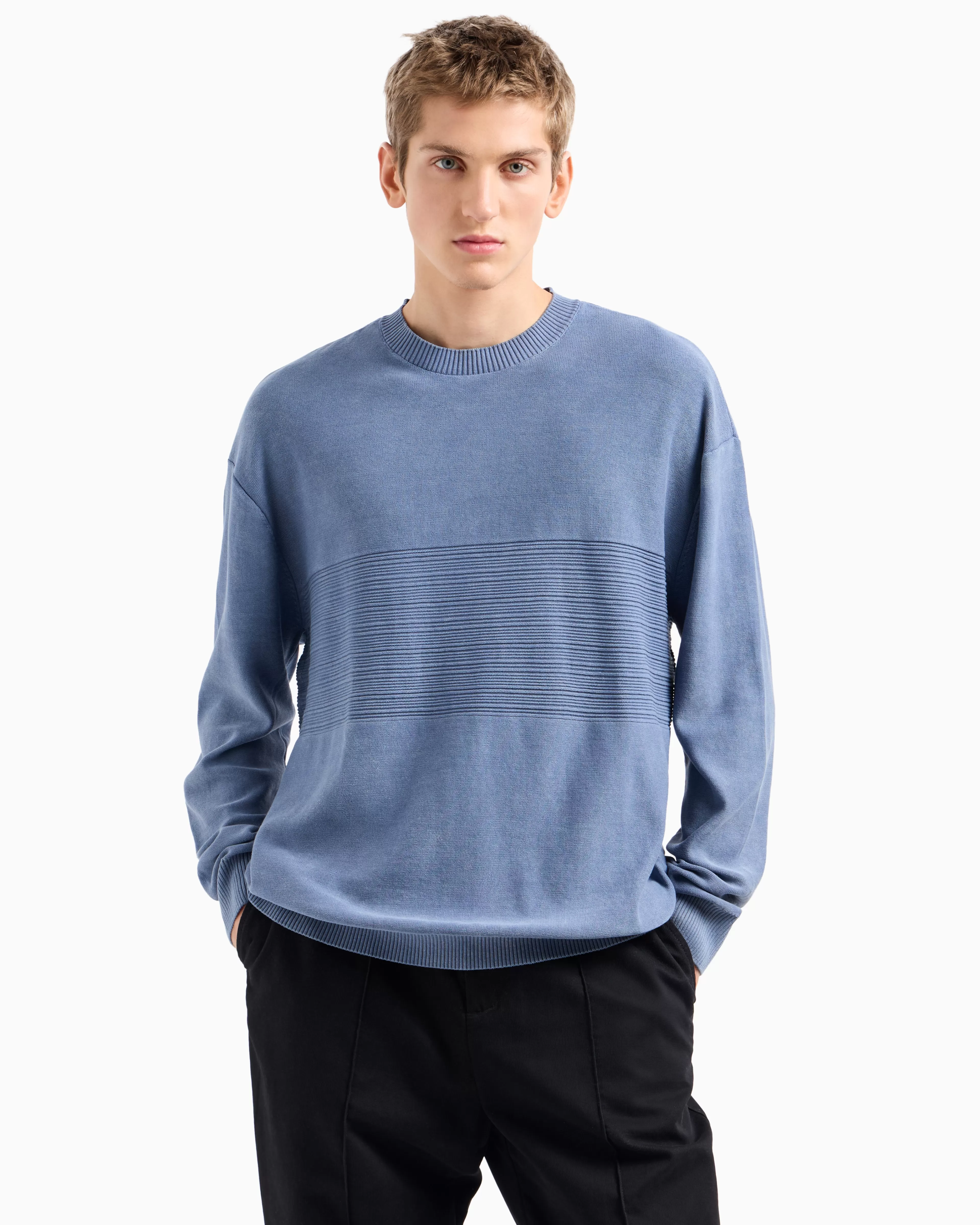 Armani Exchange Crew-neck cotton sweater with ASV central processing* Knitwear