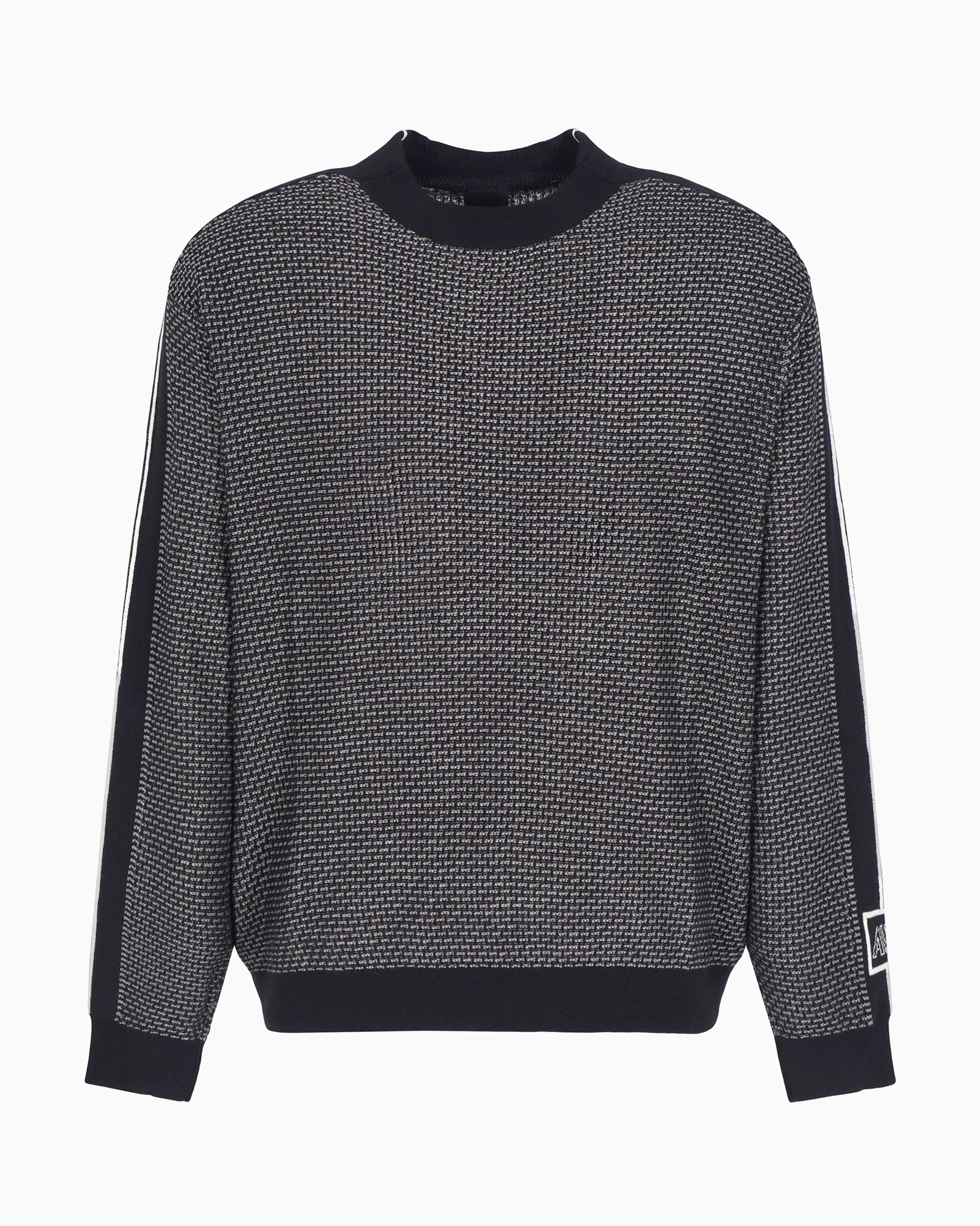 Armani Exchange Crewneck sweater in wool blend with bands on the sleeves* Knitwear