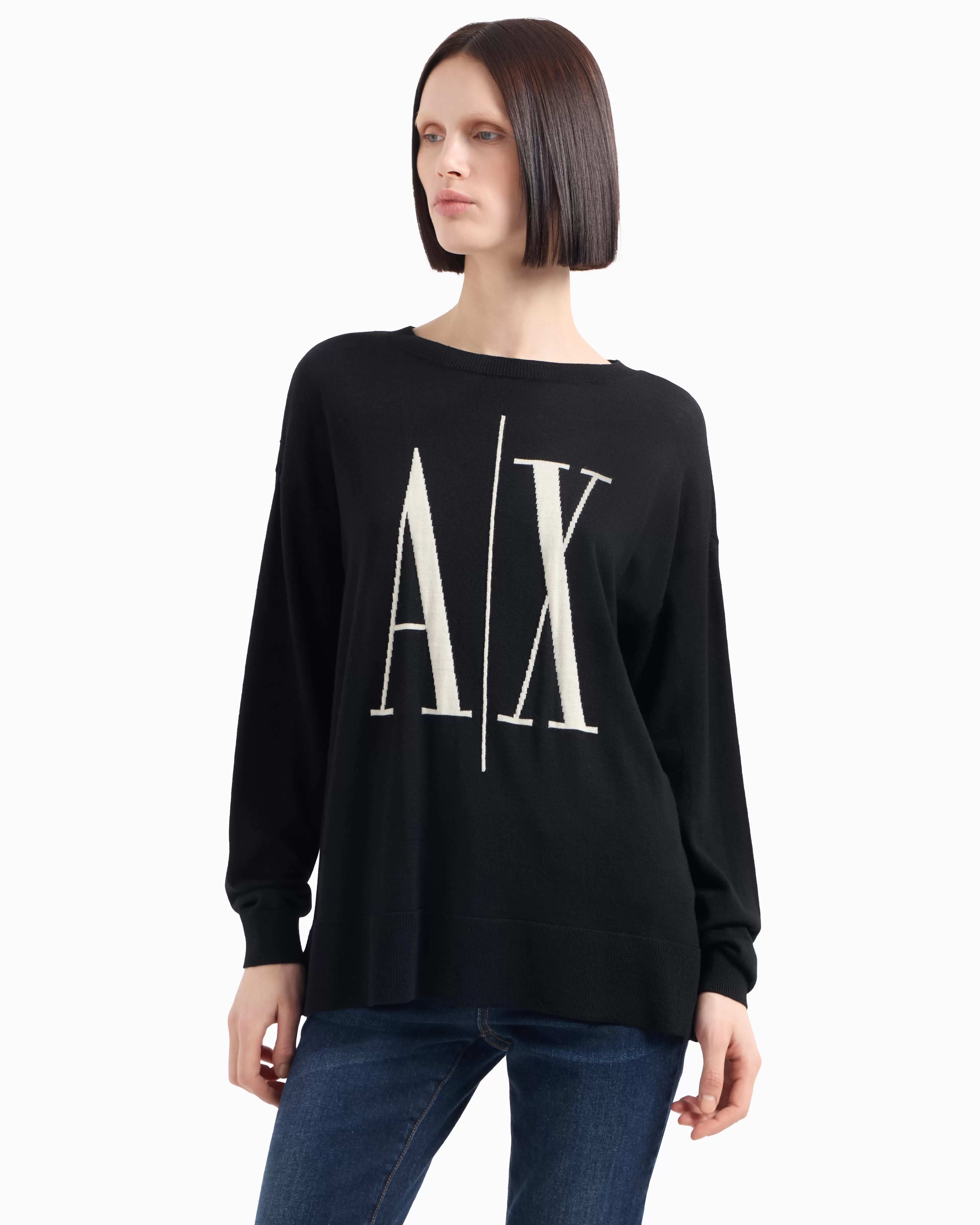 Armani Exchange Crewneck sweater with maxi logo* Knitwear