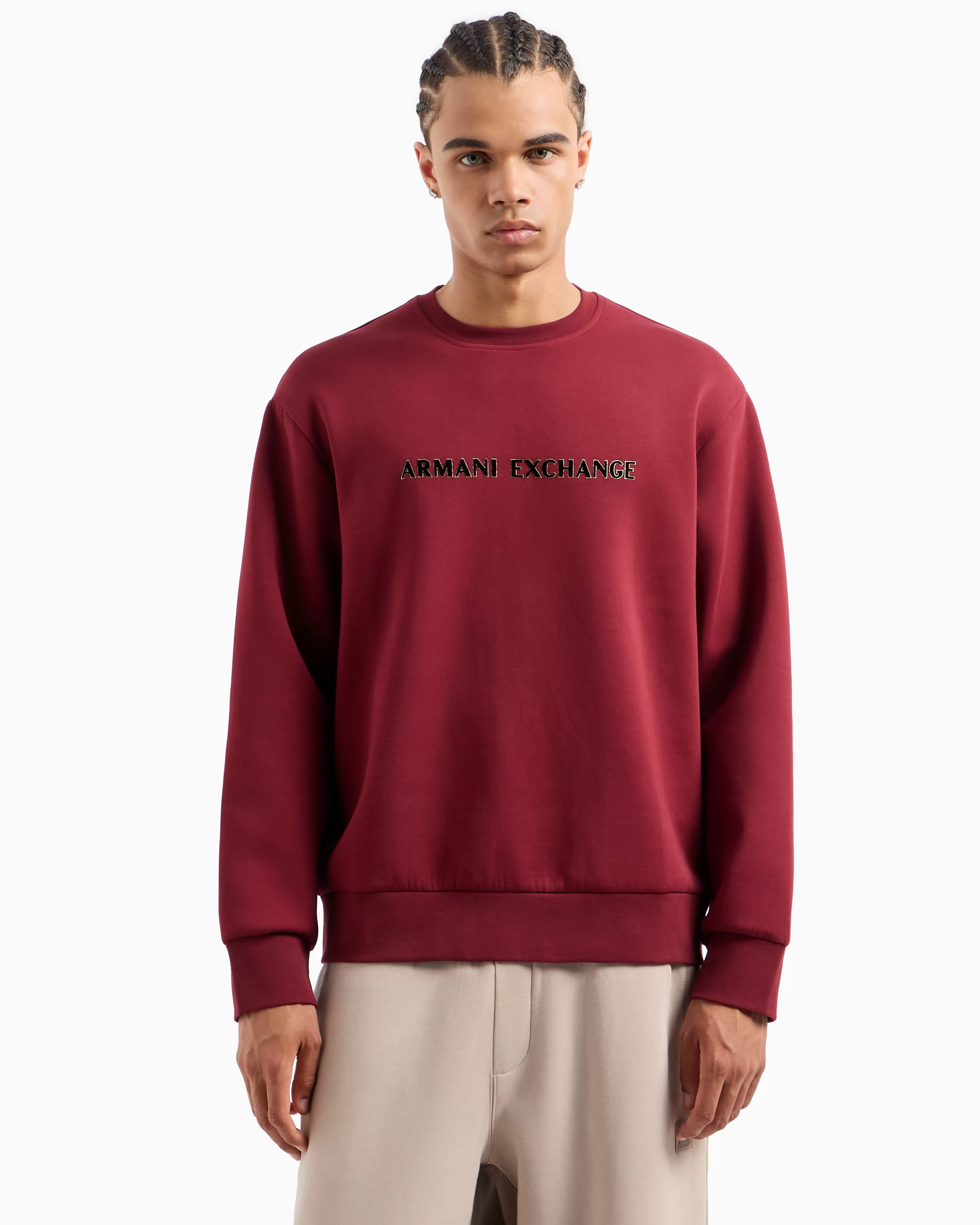 Armani Exchange Crewneck sweatshirt with metal profile logo* Sweatshirts