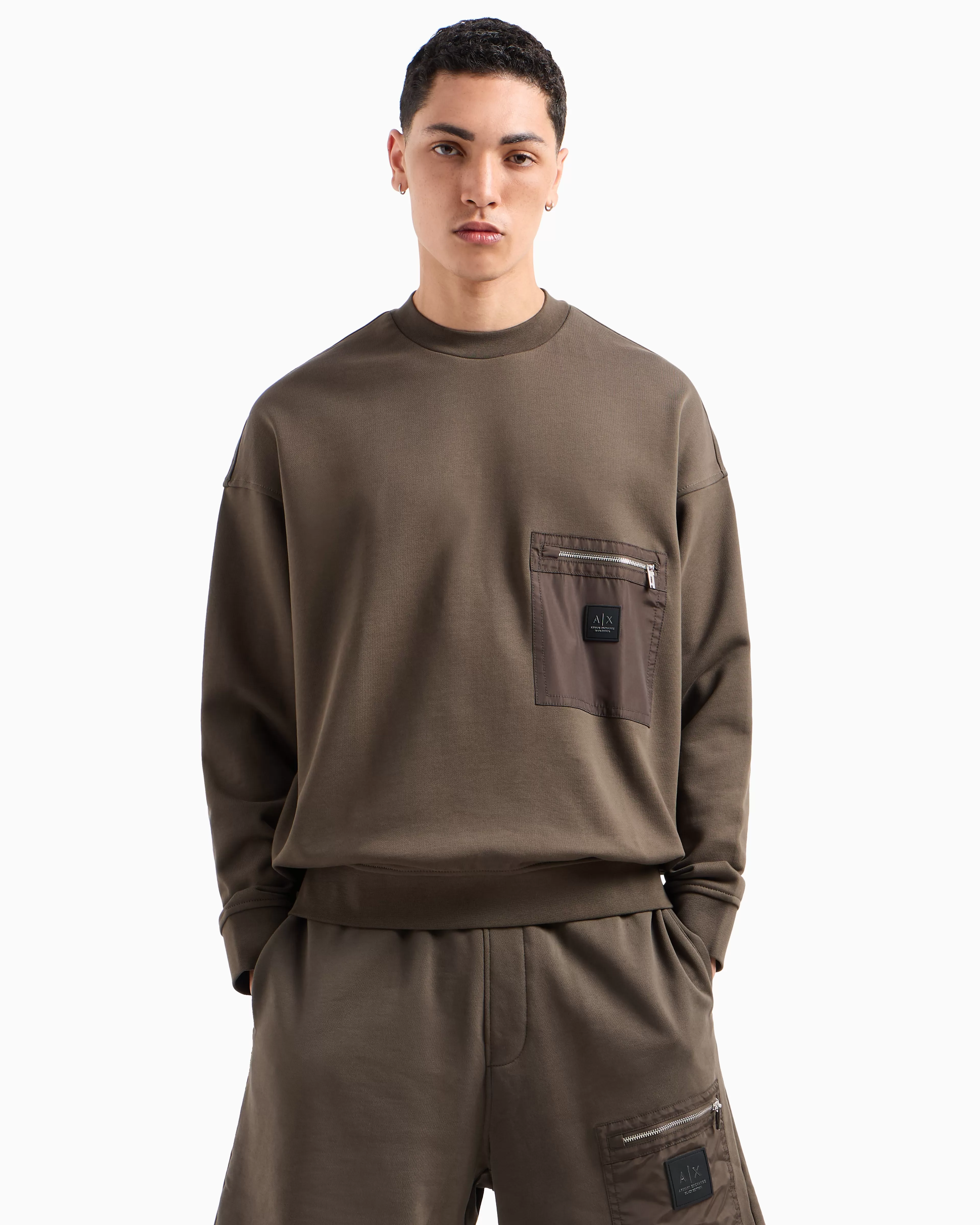 Armani Exchange Crewneck sweatshirt with zip-up pocket* Matching Sets | Sweatshirts