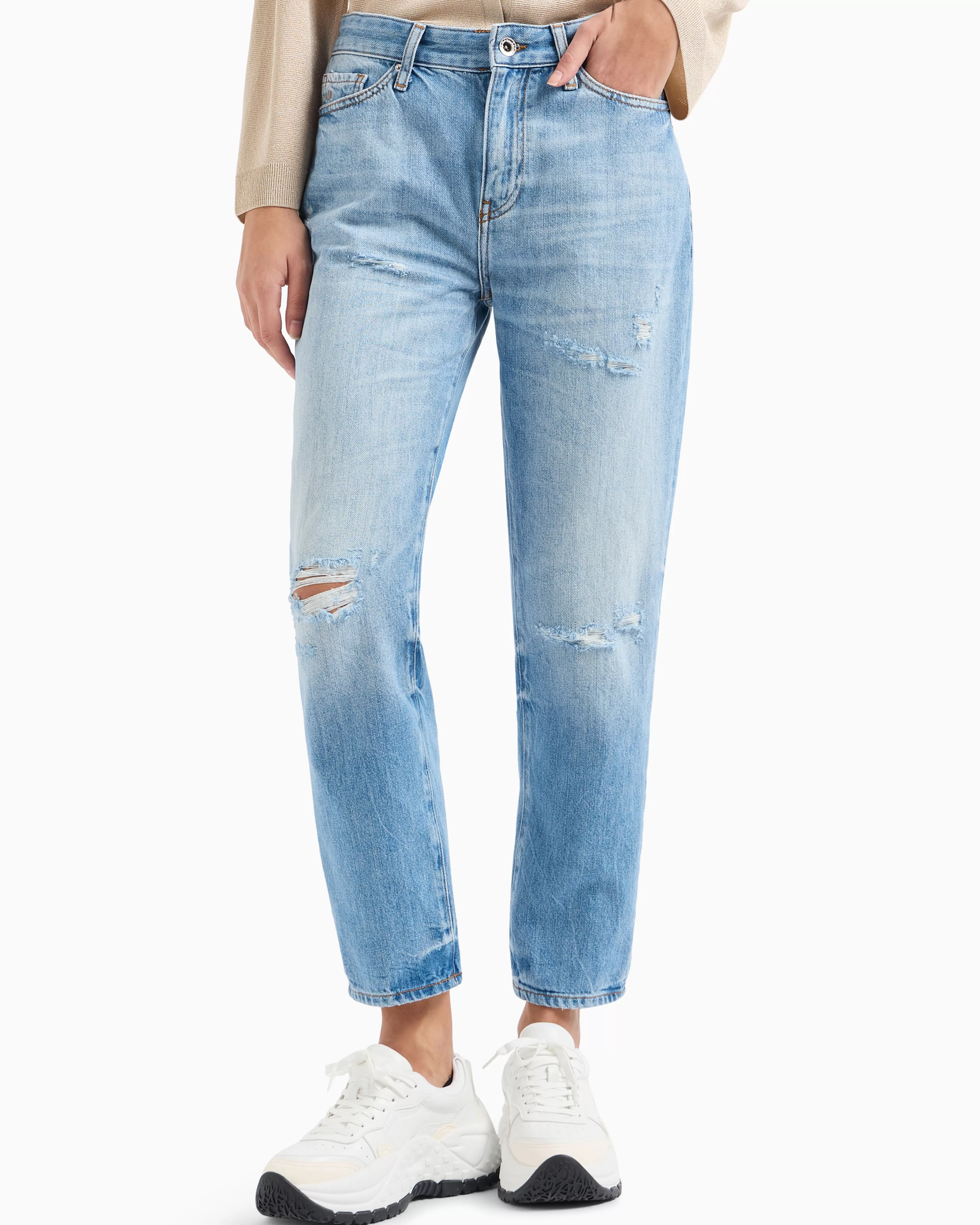 Armani Exchange Cropped boyfriend jeans in rigid denim* Bottoms