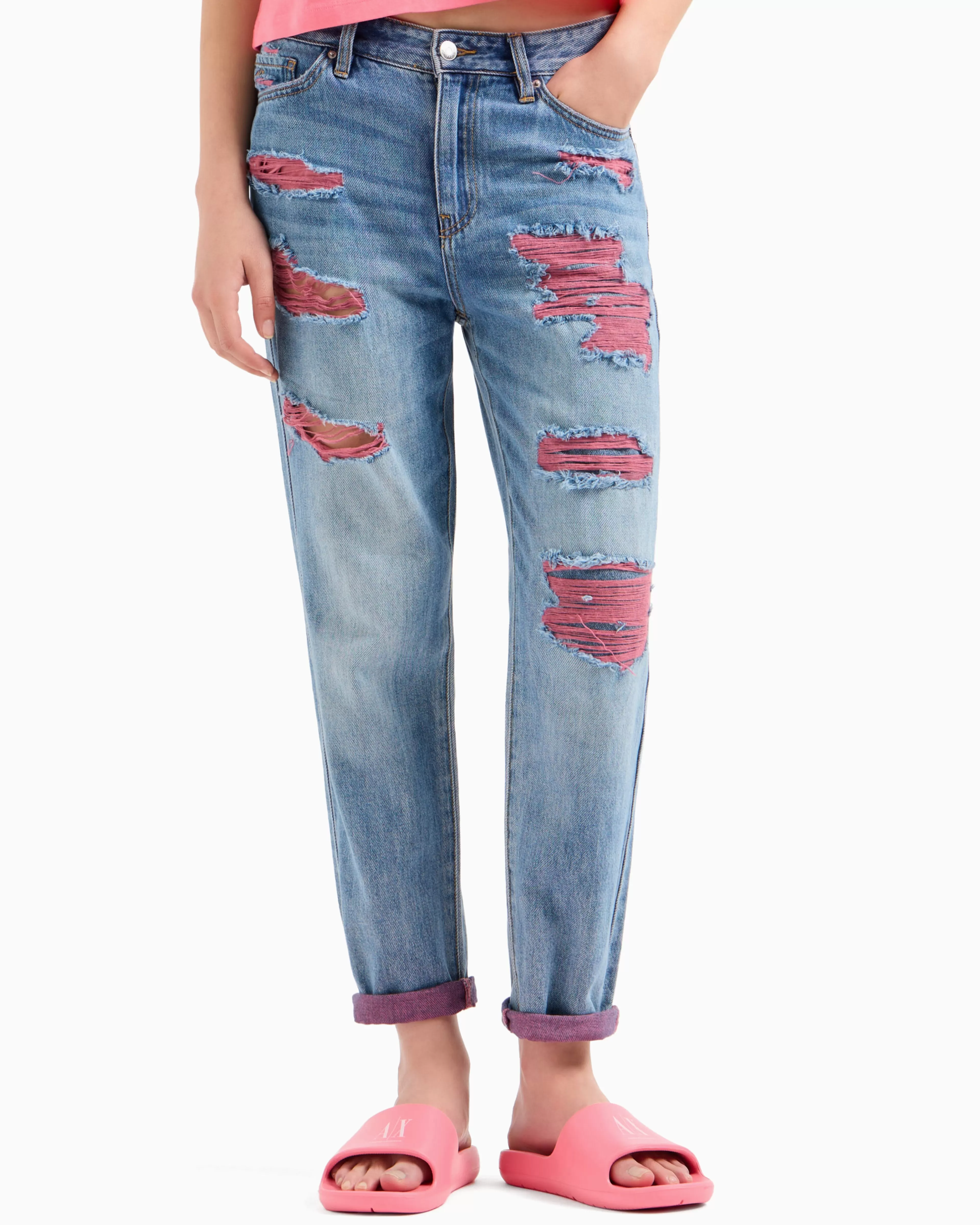 Armani Exchange Cropped boyfriend jeans in rigid denim* Bottoms