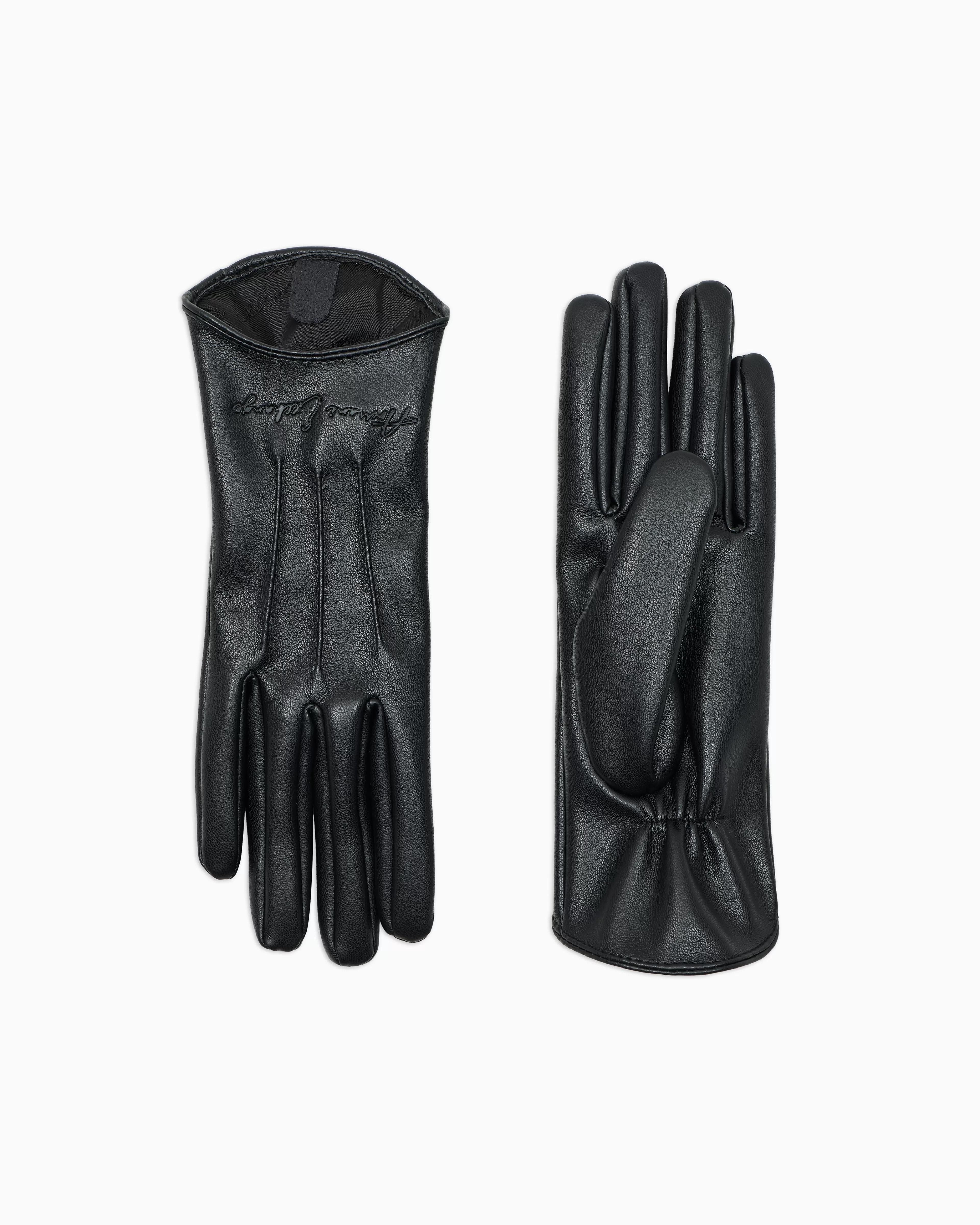 Armani Exchange Faux leather gloves with logo* Hats And Gloves