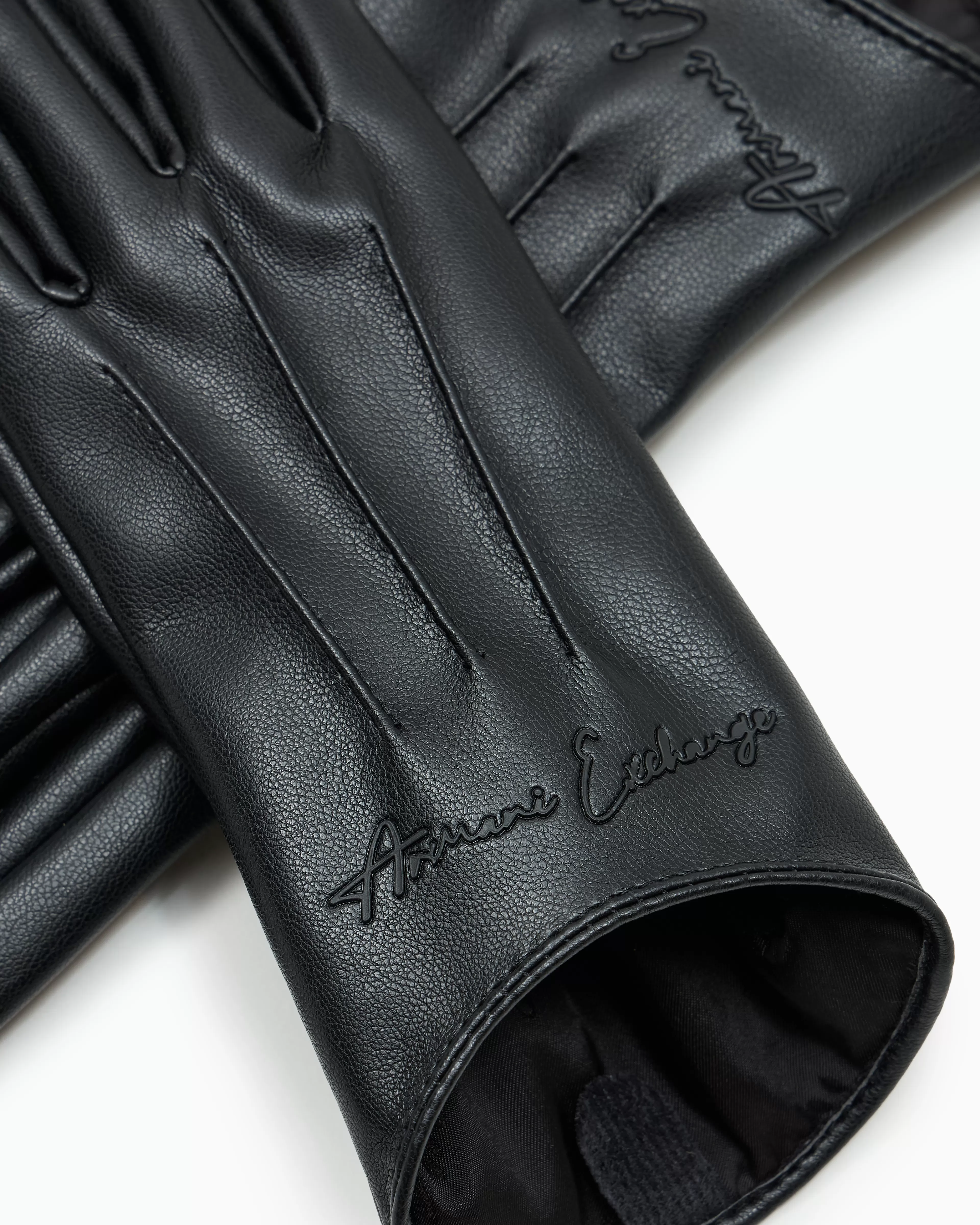 Armani Exchange Faux leather gloves with logo* Hats And Gloves