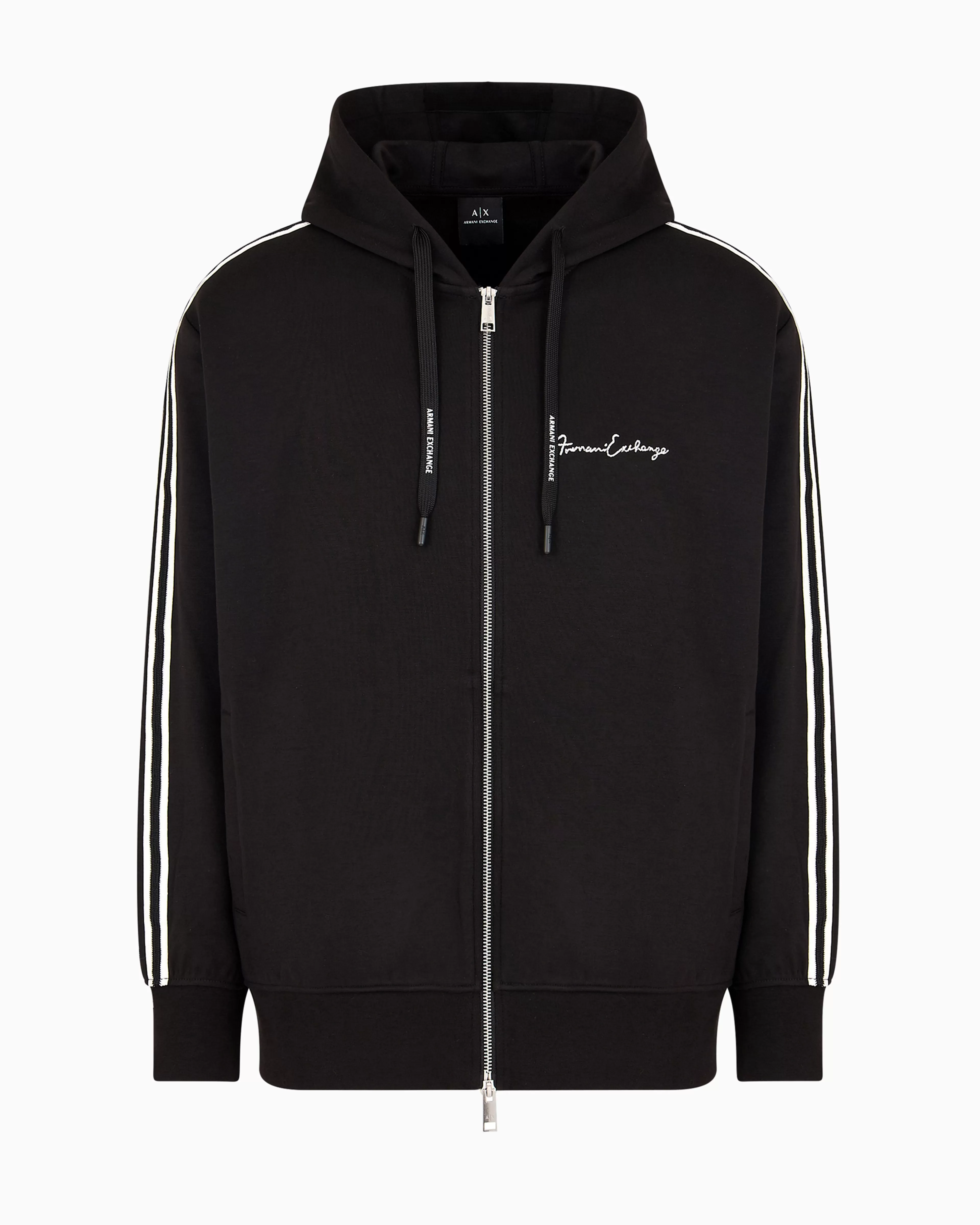 Armani Exchange Full zip sweatshirt in bonded cotton with bands on the sleeves* Essentials | Matching Sets