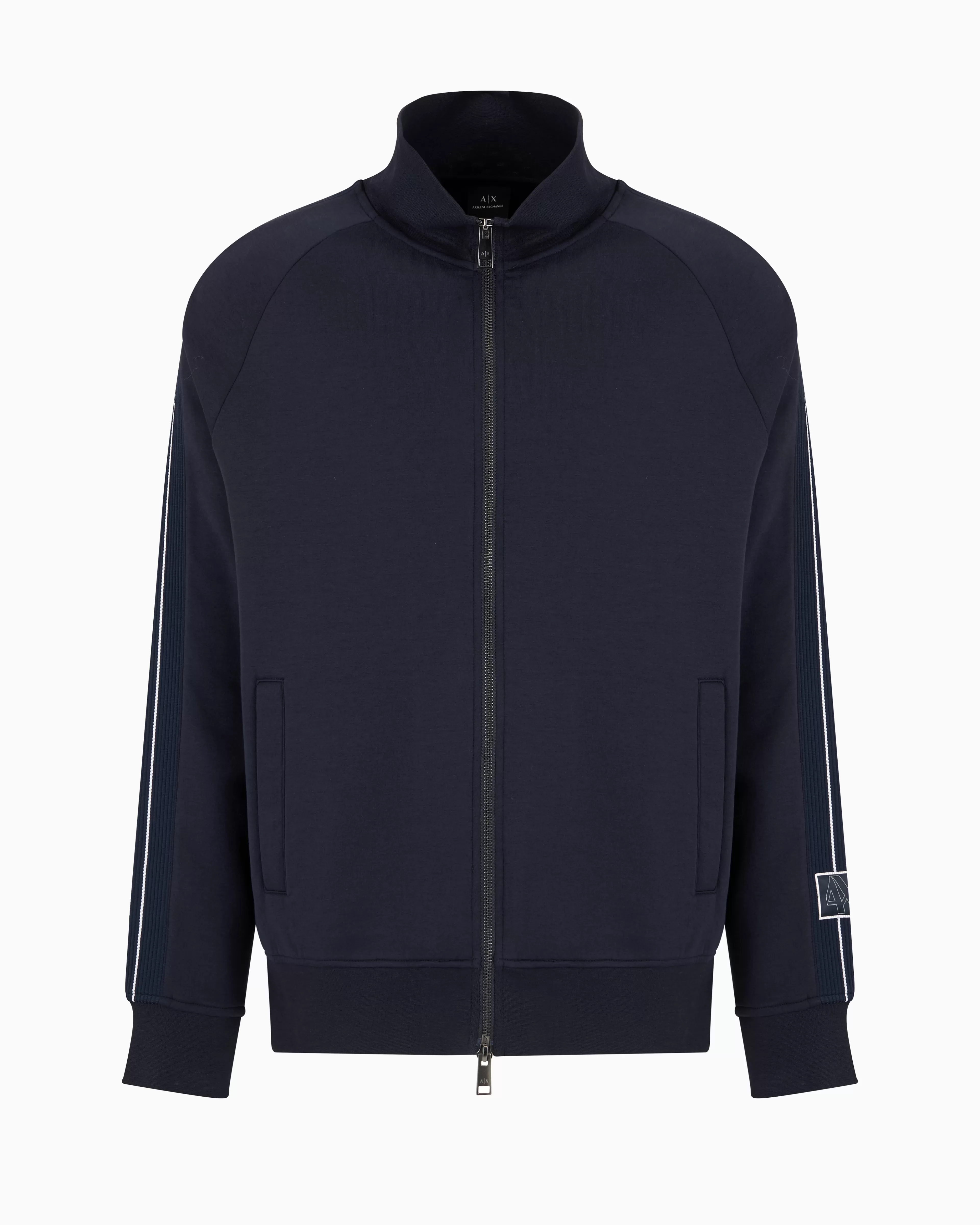 Armani Exchange Full zip sweatshirt in bonded cotton with bands on the sleeves* Sweatshirts