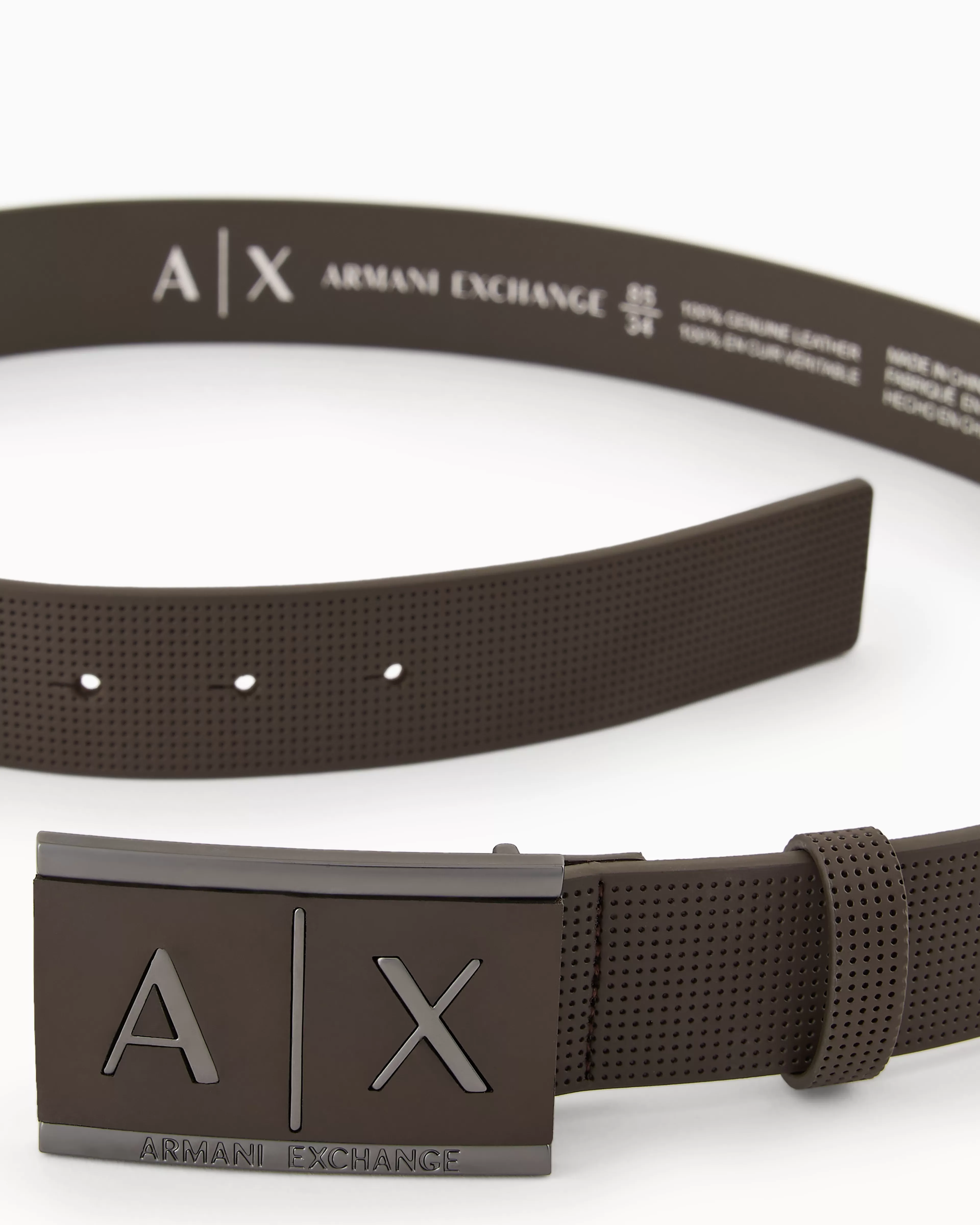 Armani Exchange Leather belt with rectangular buckle* Shoes And Accessories