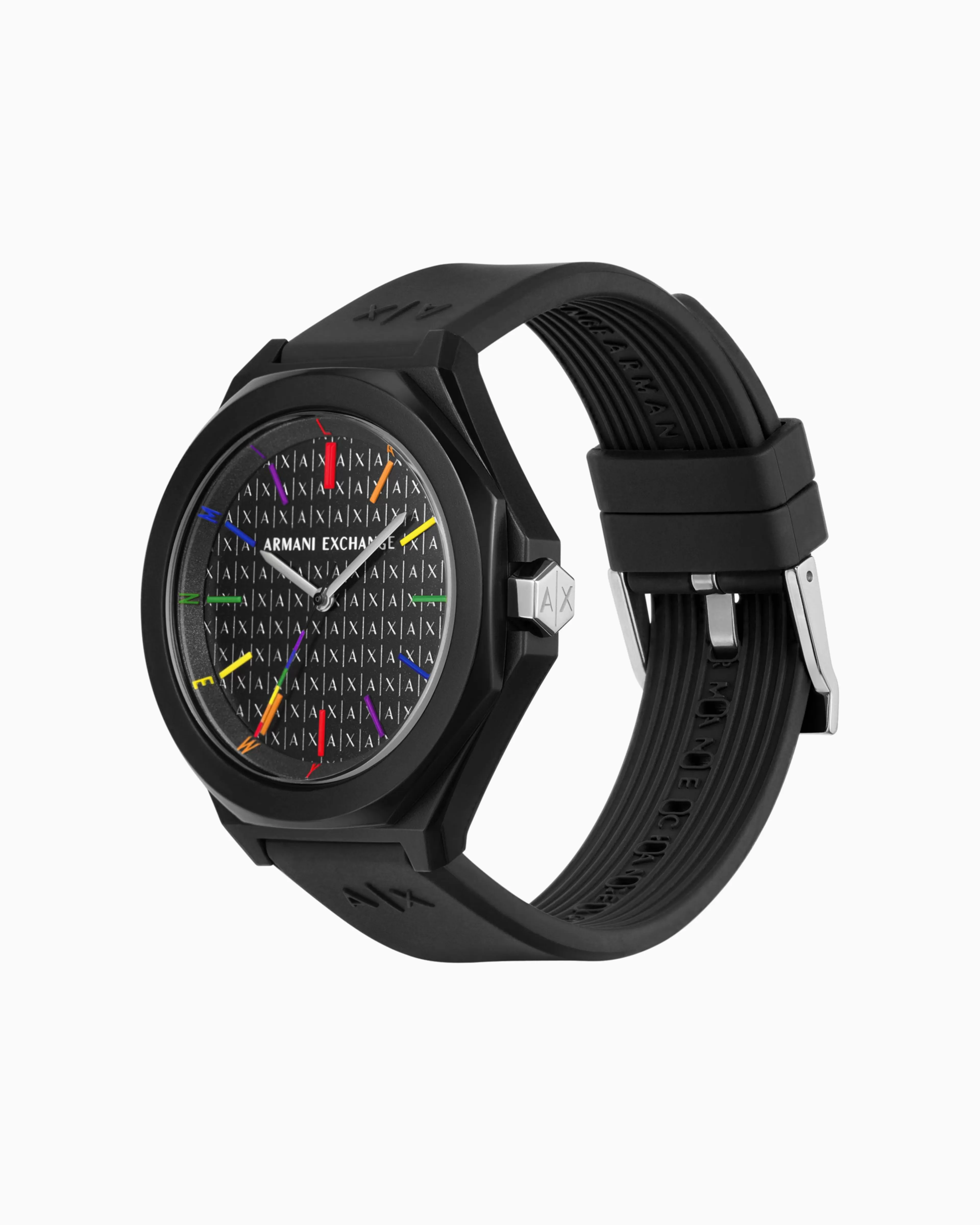 Armani Exchange Multicolored bracelet and black three-hand silicone watch set* Woman