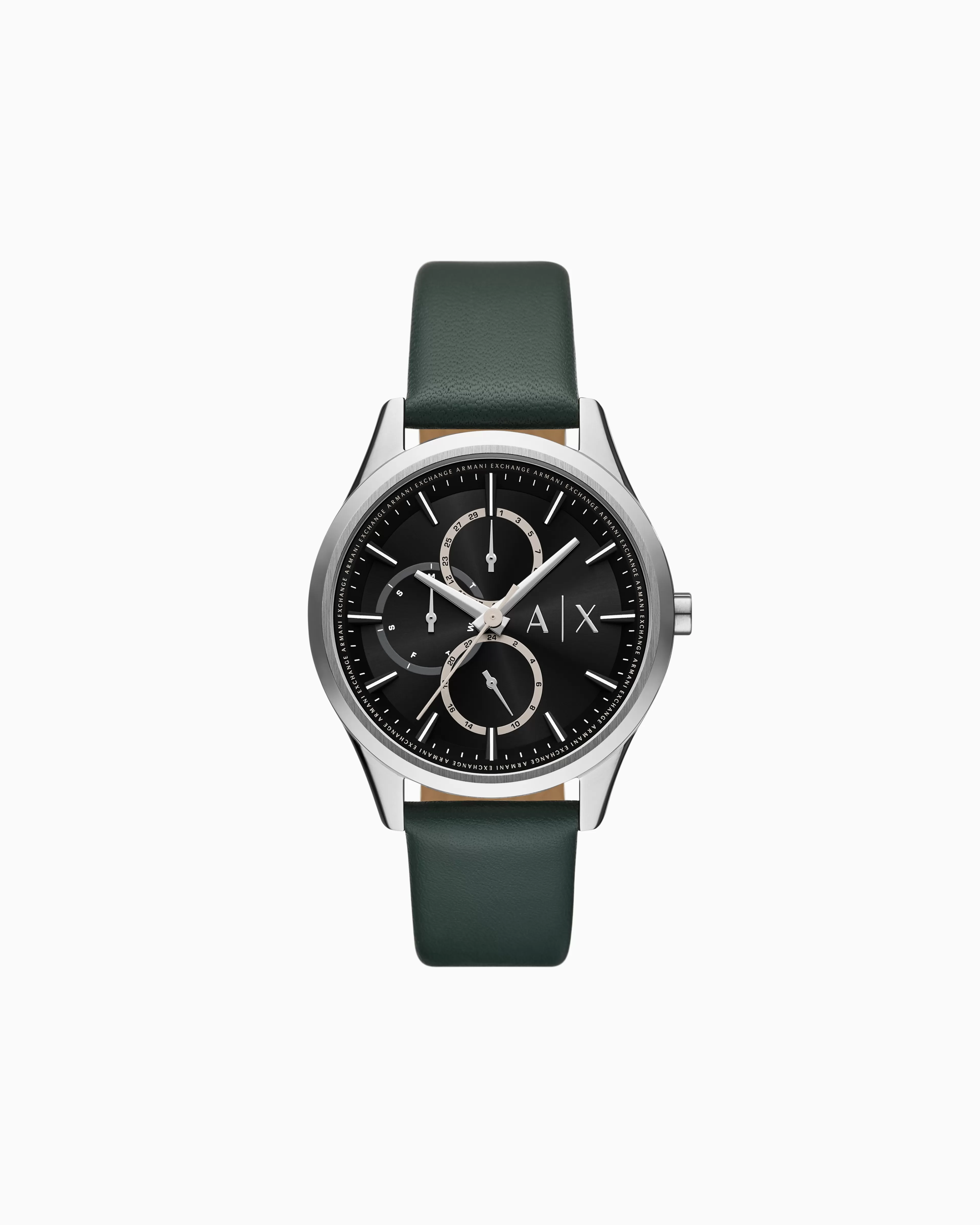 Armani Exchange Multifunction Black Leather Watch* Man