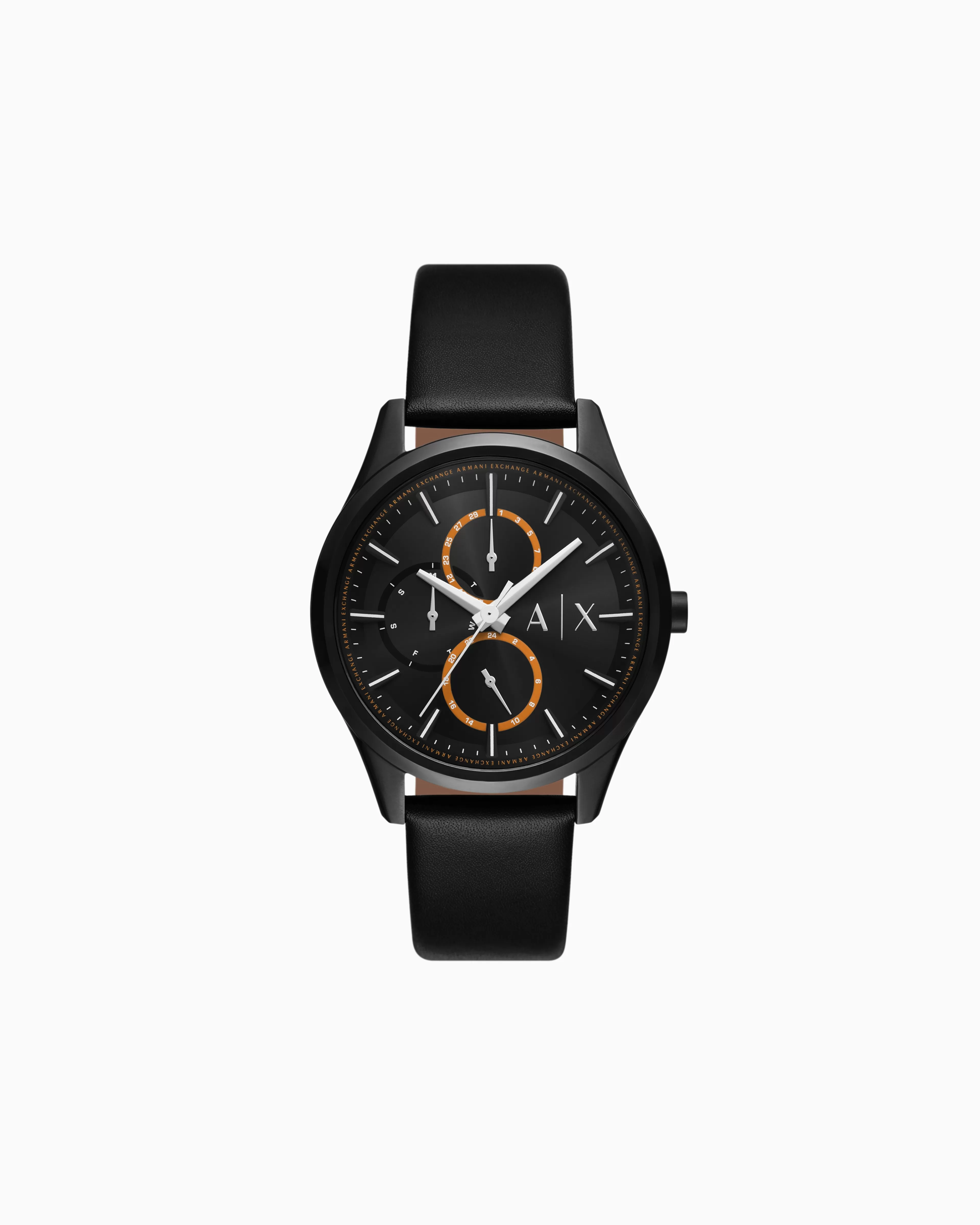 Armani Exchange Multifunction Black Leather Watch* Man