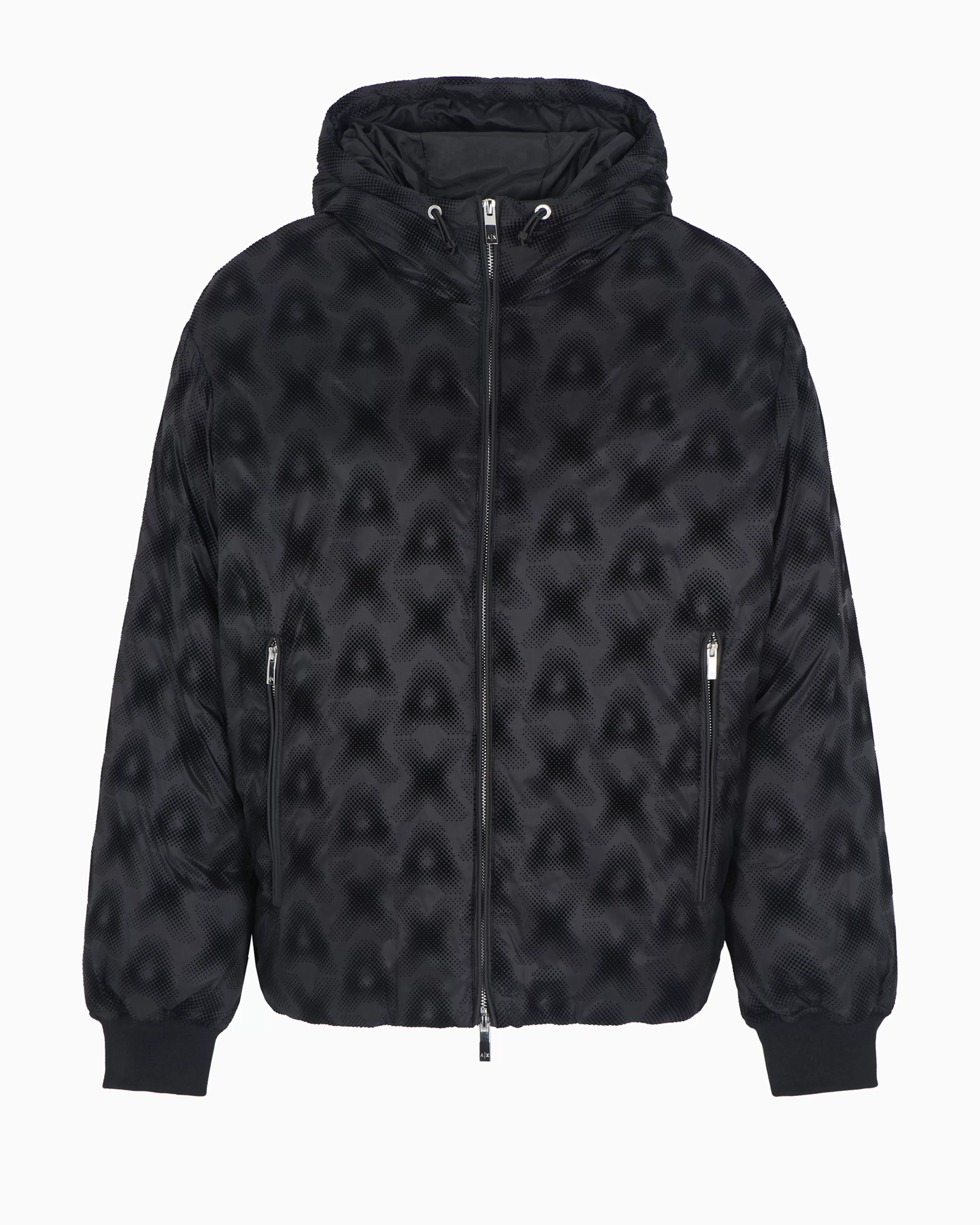 Armani Exchange Padded and quilted jacket with high collar and allover logo* Outerwear