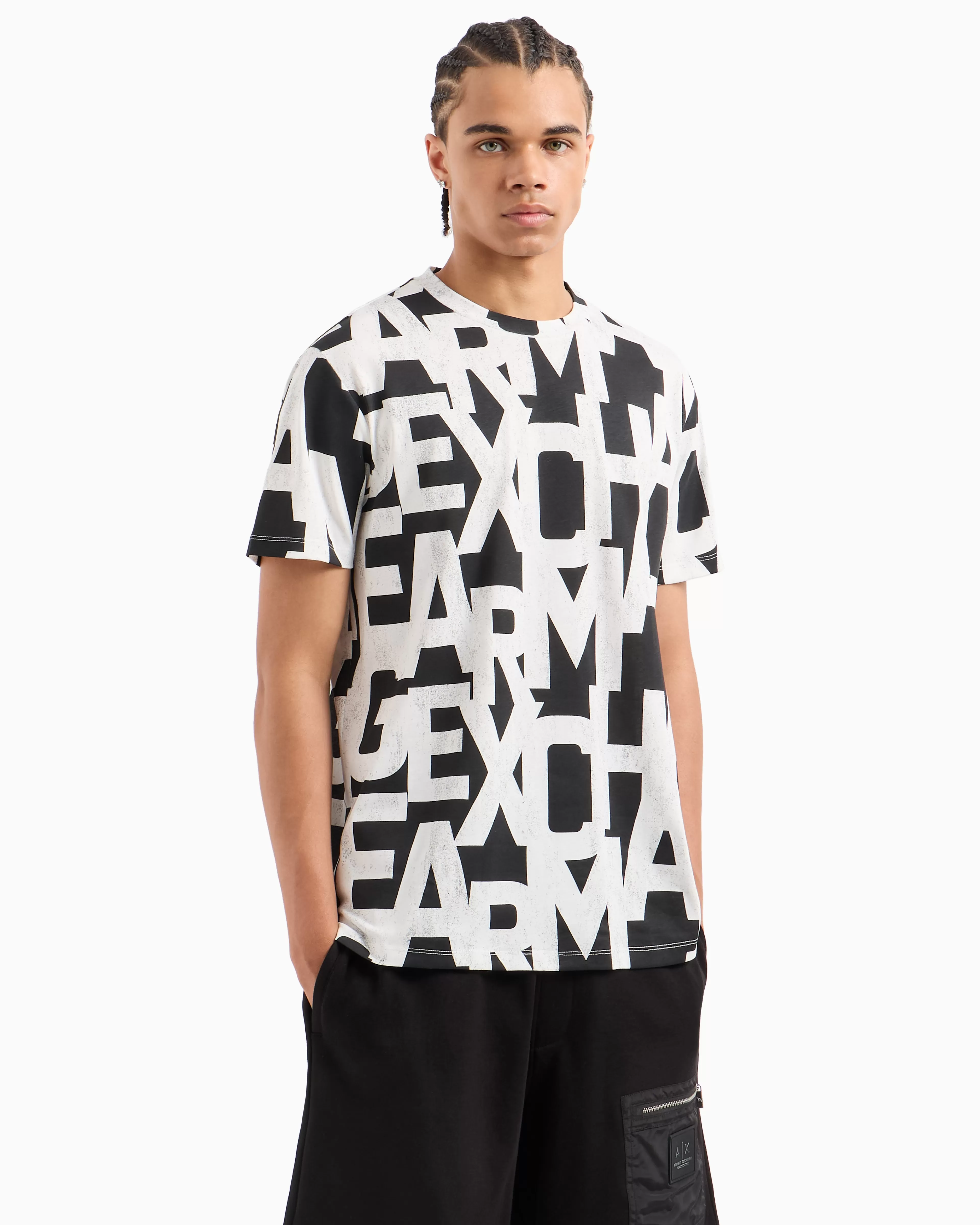 Armani Exchange Regular fit T-shirt with maxi allover logo in heavy cotton* T-Shirts
