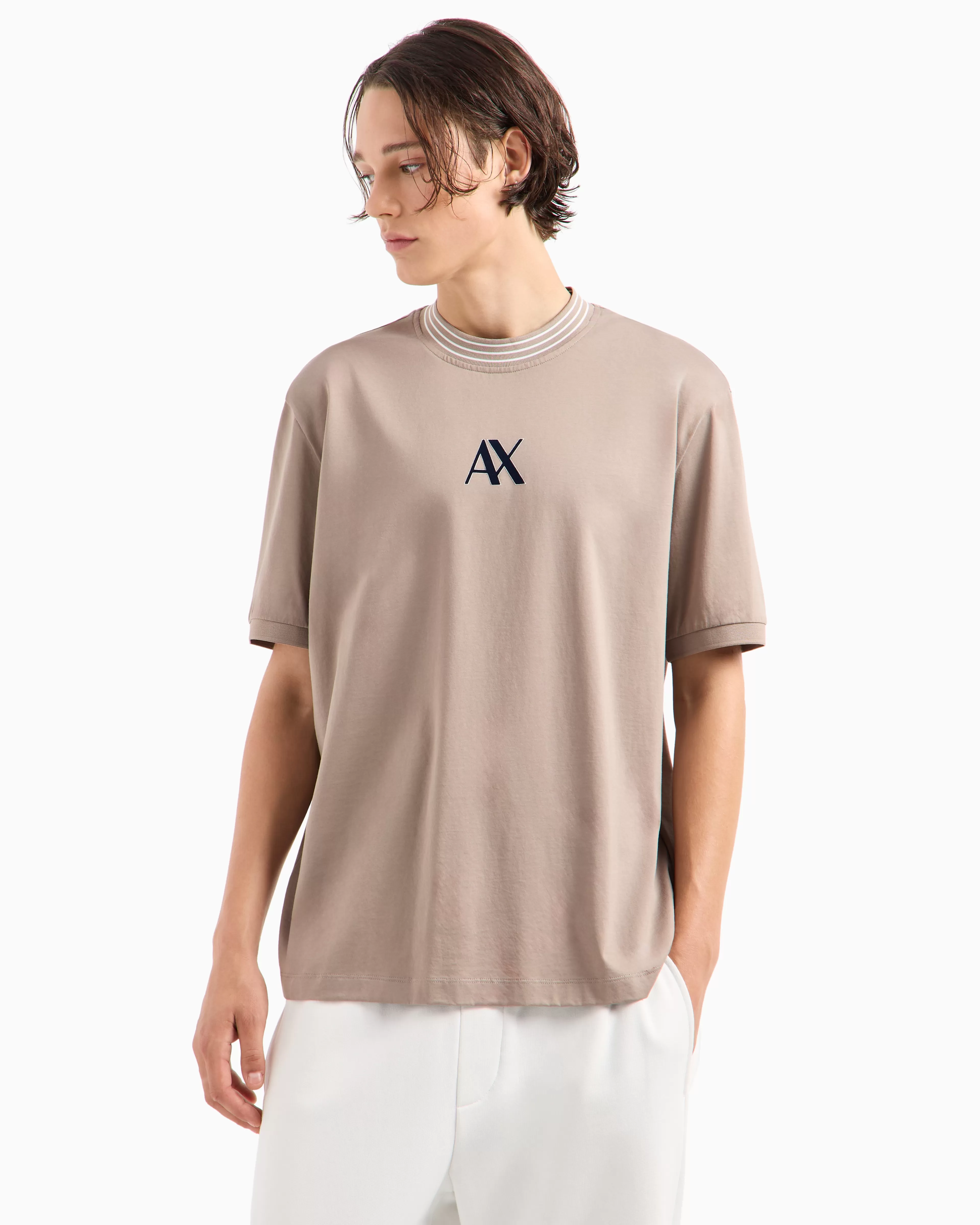 Armani Exchange Regular fit T-shirt with striped crew neck in ASV mercerised cotton* T-Shirts