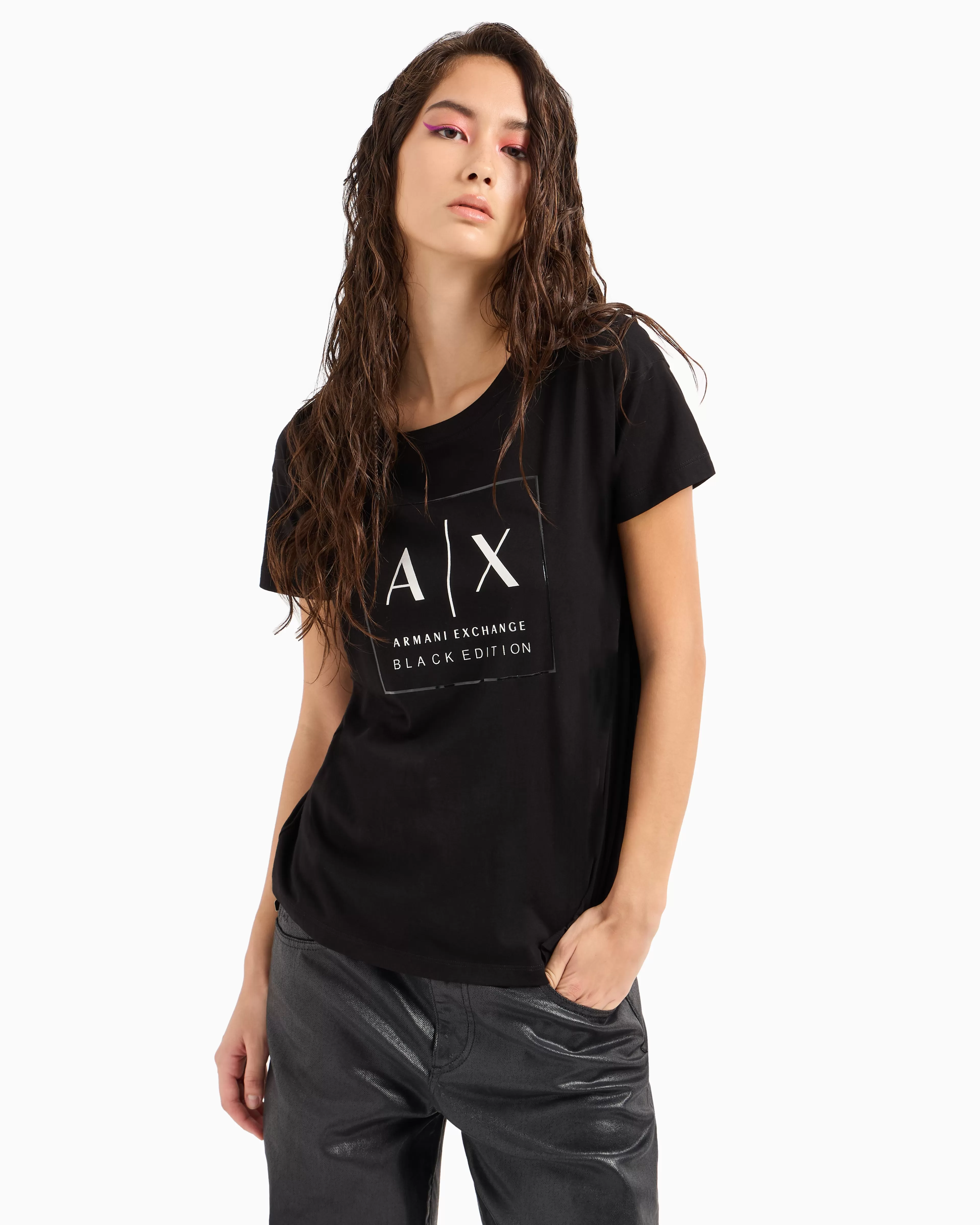 Armani Exchange Relaxed fit T-shirt with maxi metal logo* T-Shirts