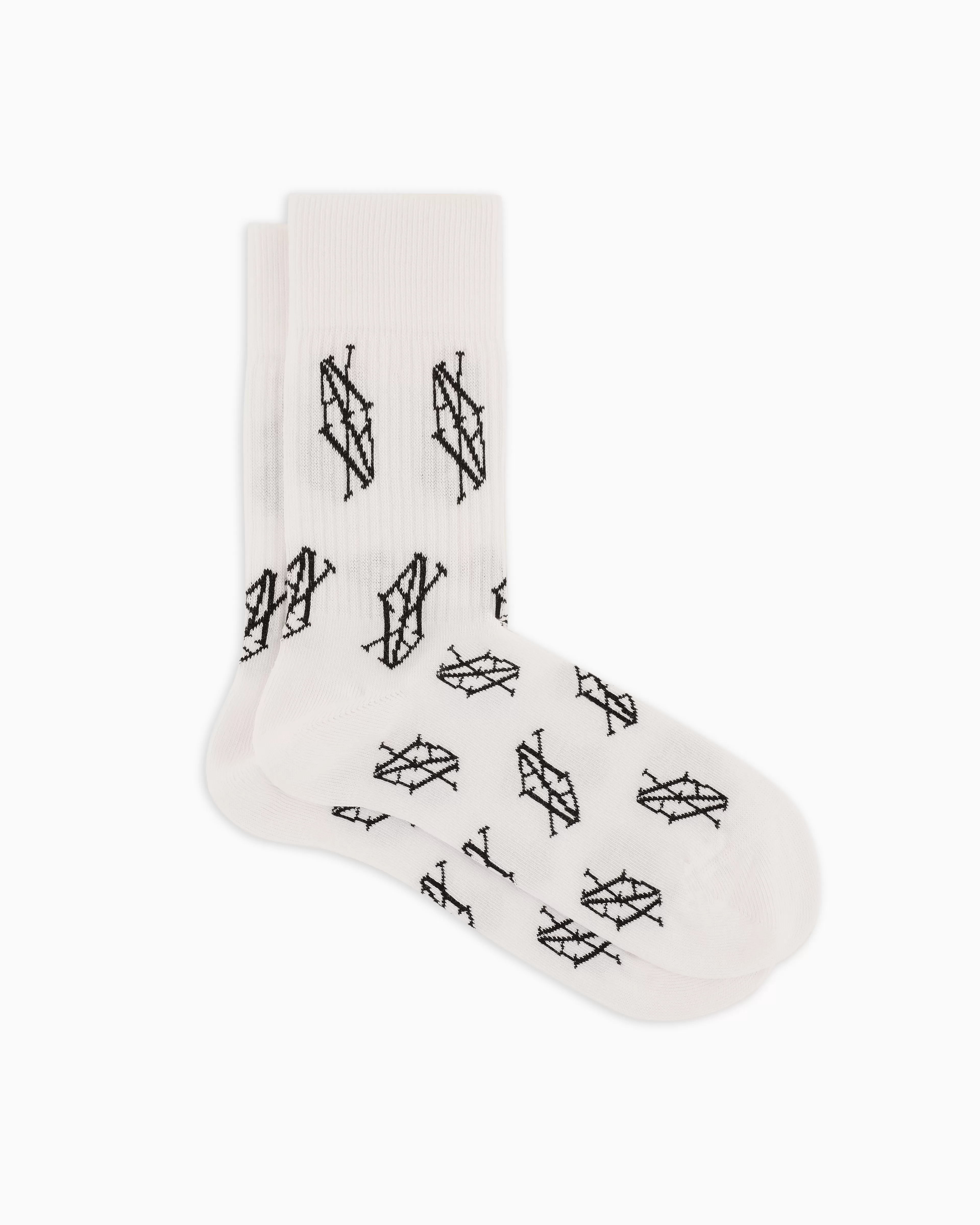 Armani Exchange Ribbed cotton blend socks with monogram logo* Intimates And Loungewear