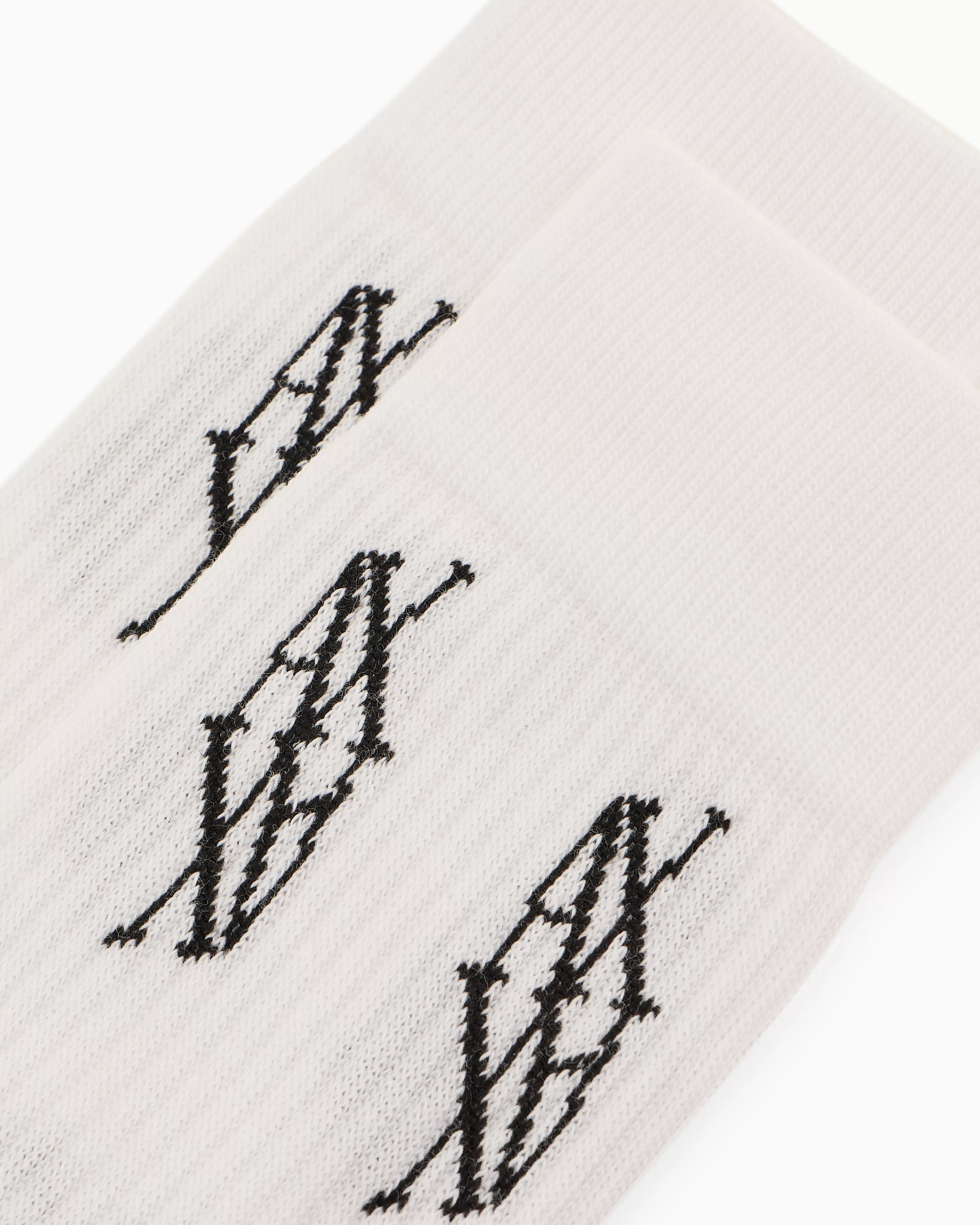 Armani Exchange Ribbed cotton blend socks with monogram logo* Intimates And Loungewear