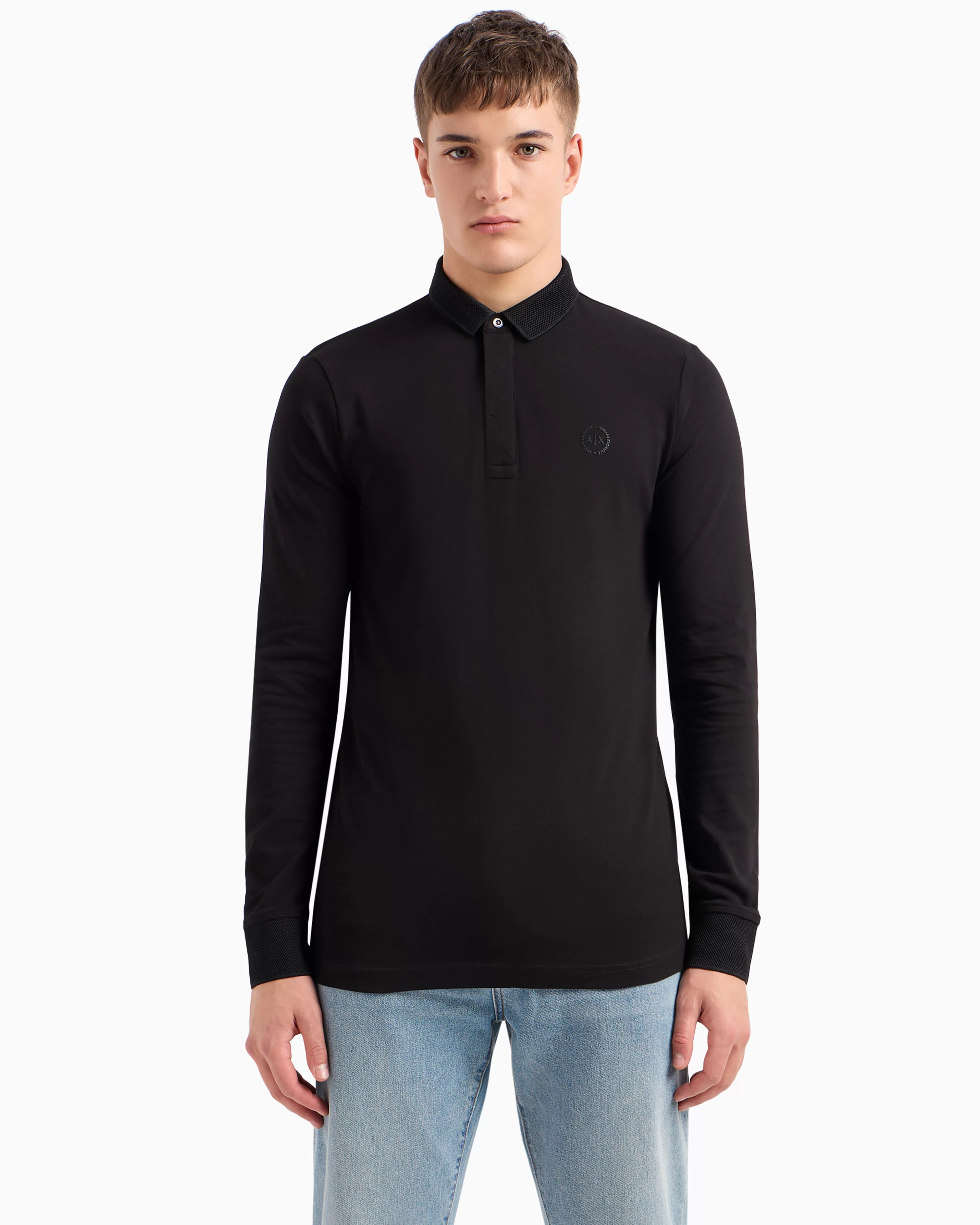 Armani Exchange Slim fit polo shirt in stretch cotton with long sleeves* Essentials | Polo Shirts