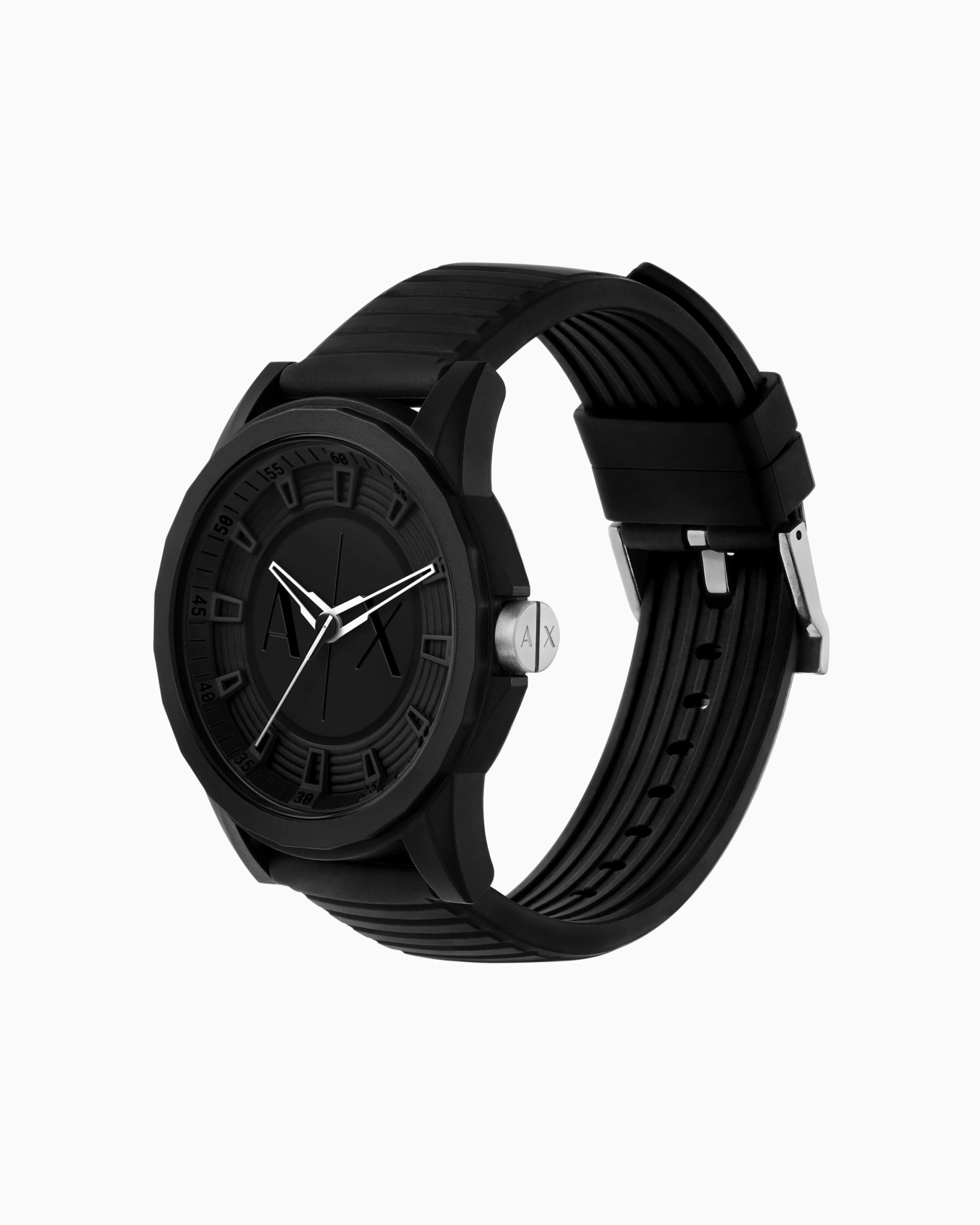 Armani Exchange Three-hand black silicone watch and bracelet set* Man