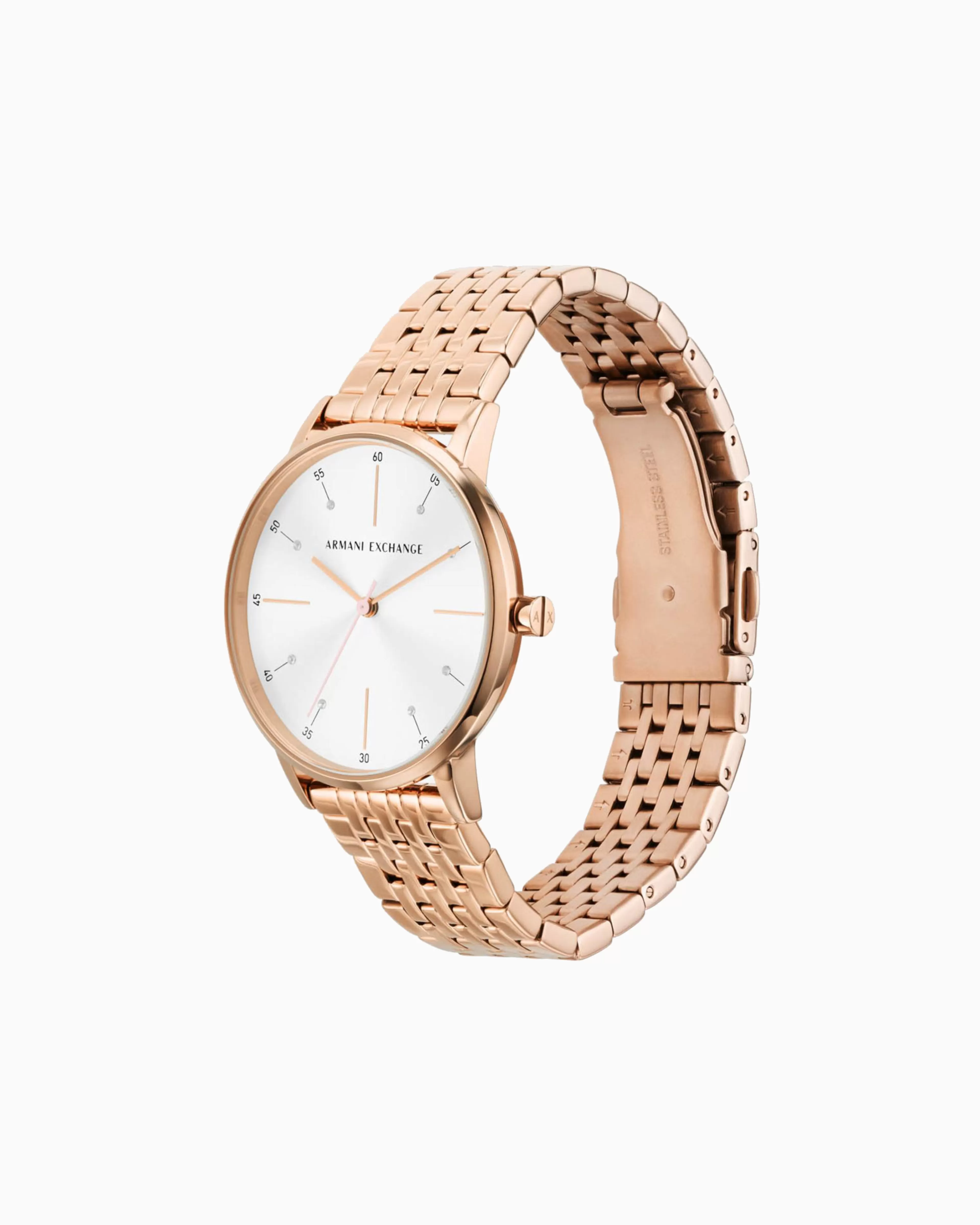 Armani Exchange Three-hand watch and necklace set in rose gold-tone stainless steel* Woman